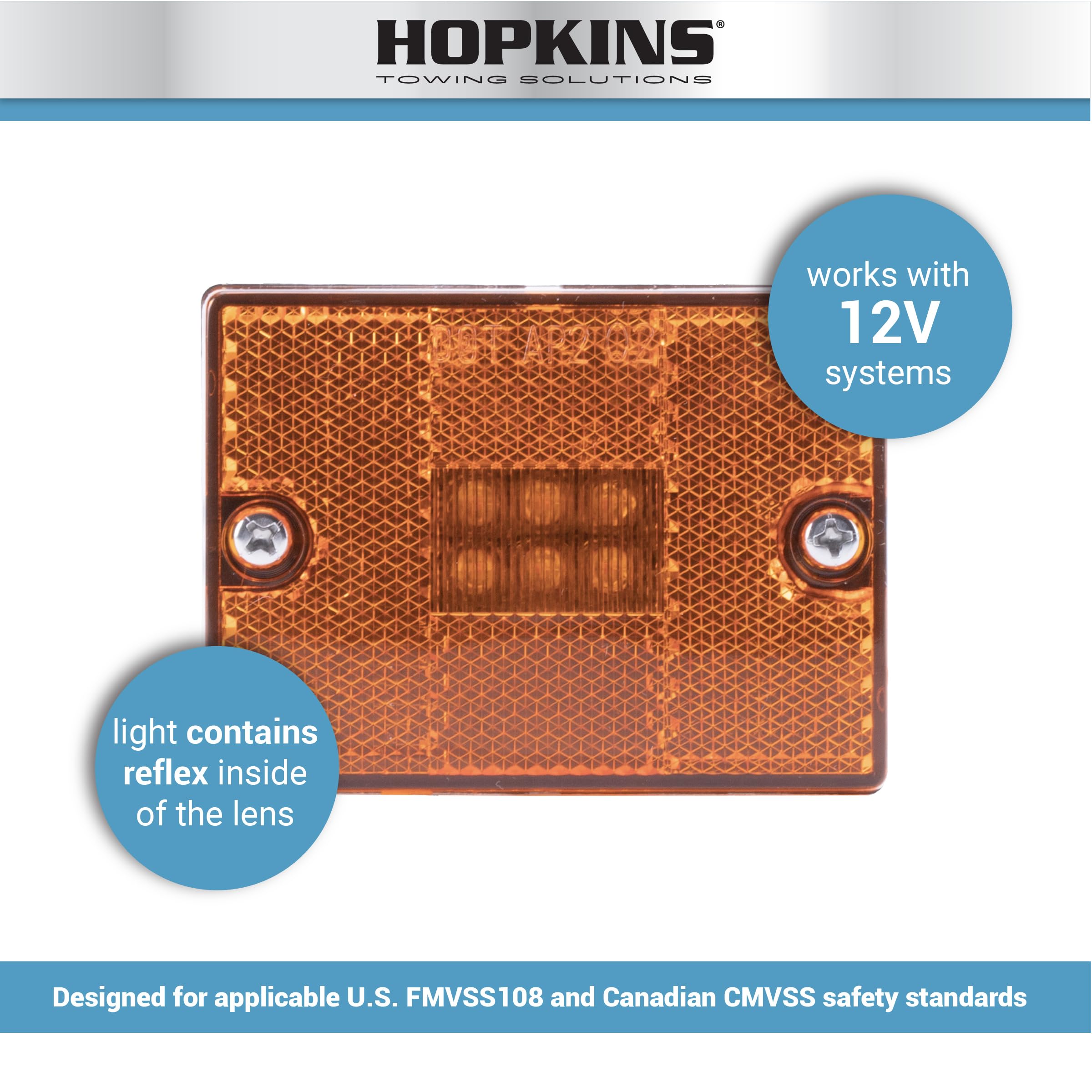 Blazer International B423A Rectangular Amber Clearance/Side Marker Light, 1 Count, Durable Acrylonitrile Butadiene Styrene Material