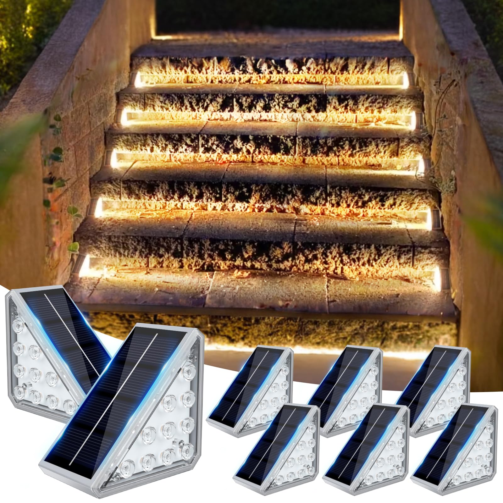 Jofios Solar Stair Lights For Outside,8Pack Solar Step Lights Outdoor Waterproof Ip67,Stair Lights Outdoor,Stair Lights Outdoor