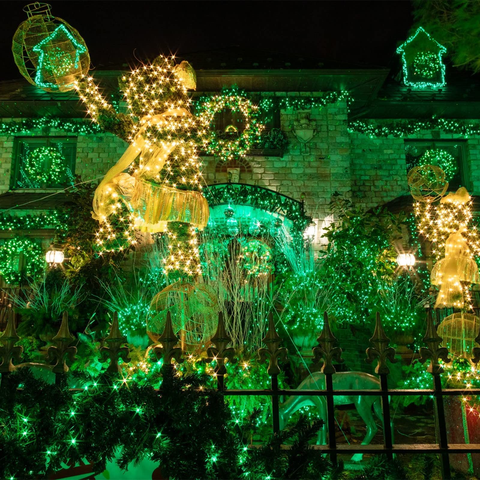 Green Solar String Lights Outdoor, 2-Pack 72Ft 400 Led Solar Christmas Lights Outdoor/Indoor, Fairy Twinkle Lights For Christmas