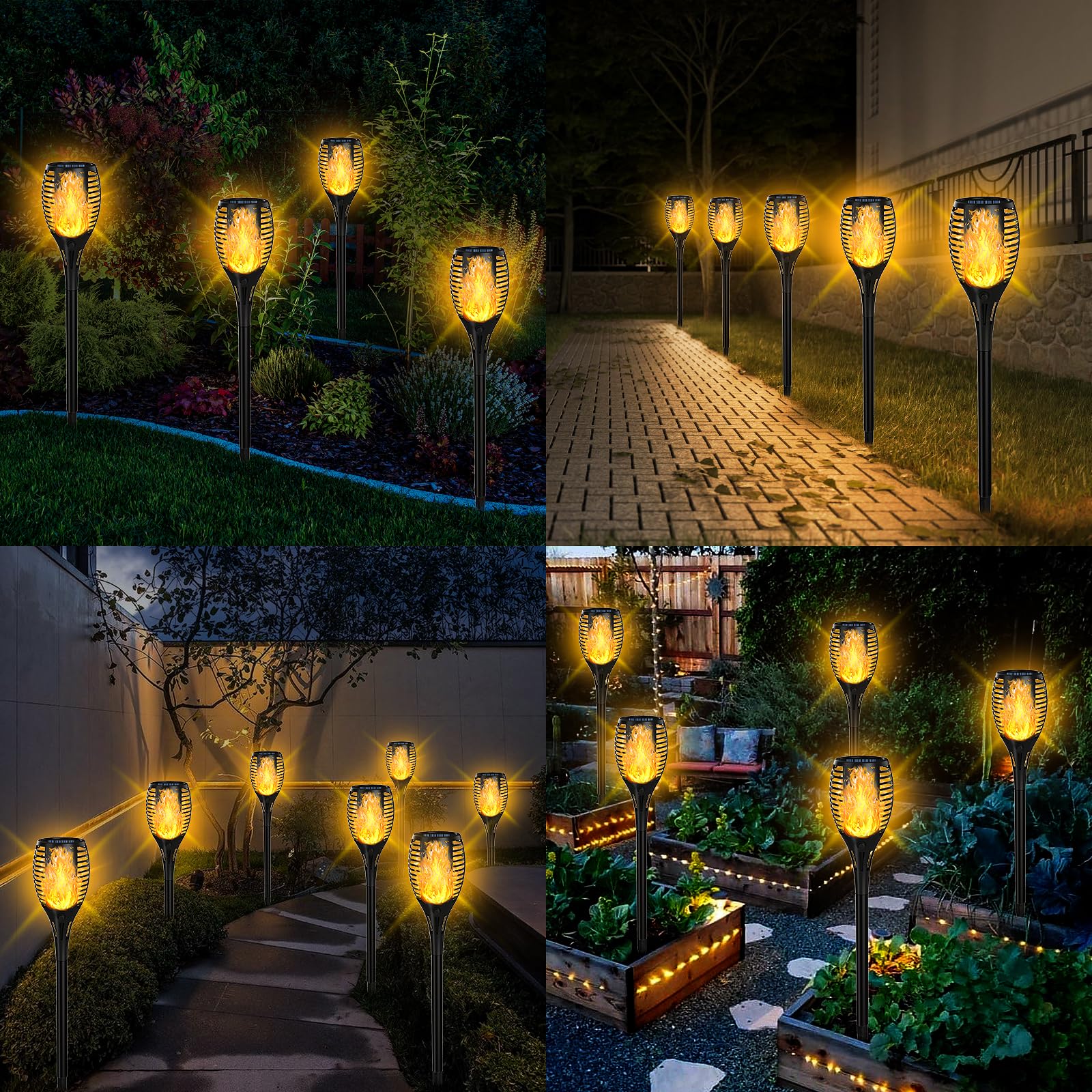 Upgraded Solar Lights Outdoor 7 Pack, Solar Torch Lights With Flickering Flame, Super Larger Size For Garden Decor, Solar Powere