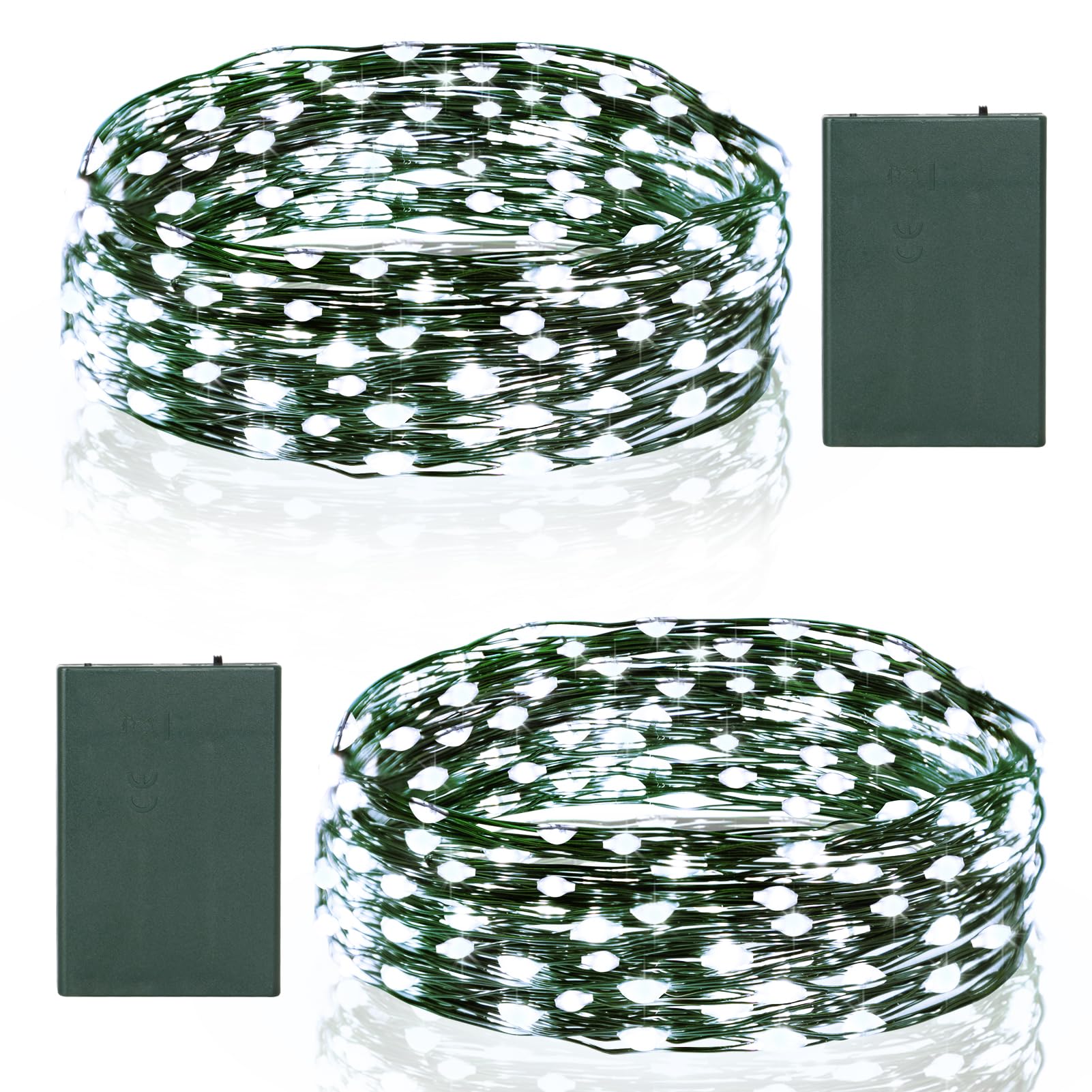 2 Pack Timer Fairy Lights Battery Operated, 16.4FT 50 LED Christmas Micro Starry Twinkle Light with Waterproof, Indoor String Li