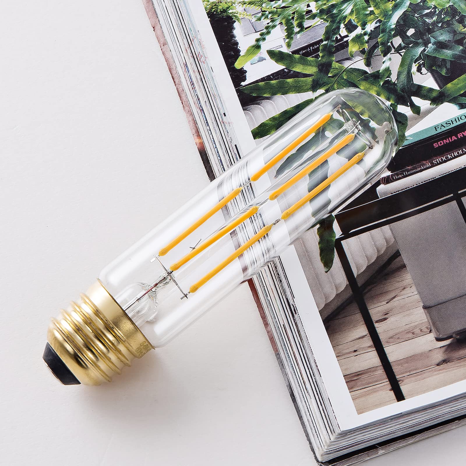 Tianshq 6 Pcs E26 T10 Led Tubular Light Bulbs, Warm White Edison Bulb 2700K 6W Dimmable T10 Led Bulb For Pendant Lights, Lamps,
