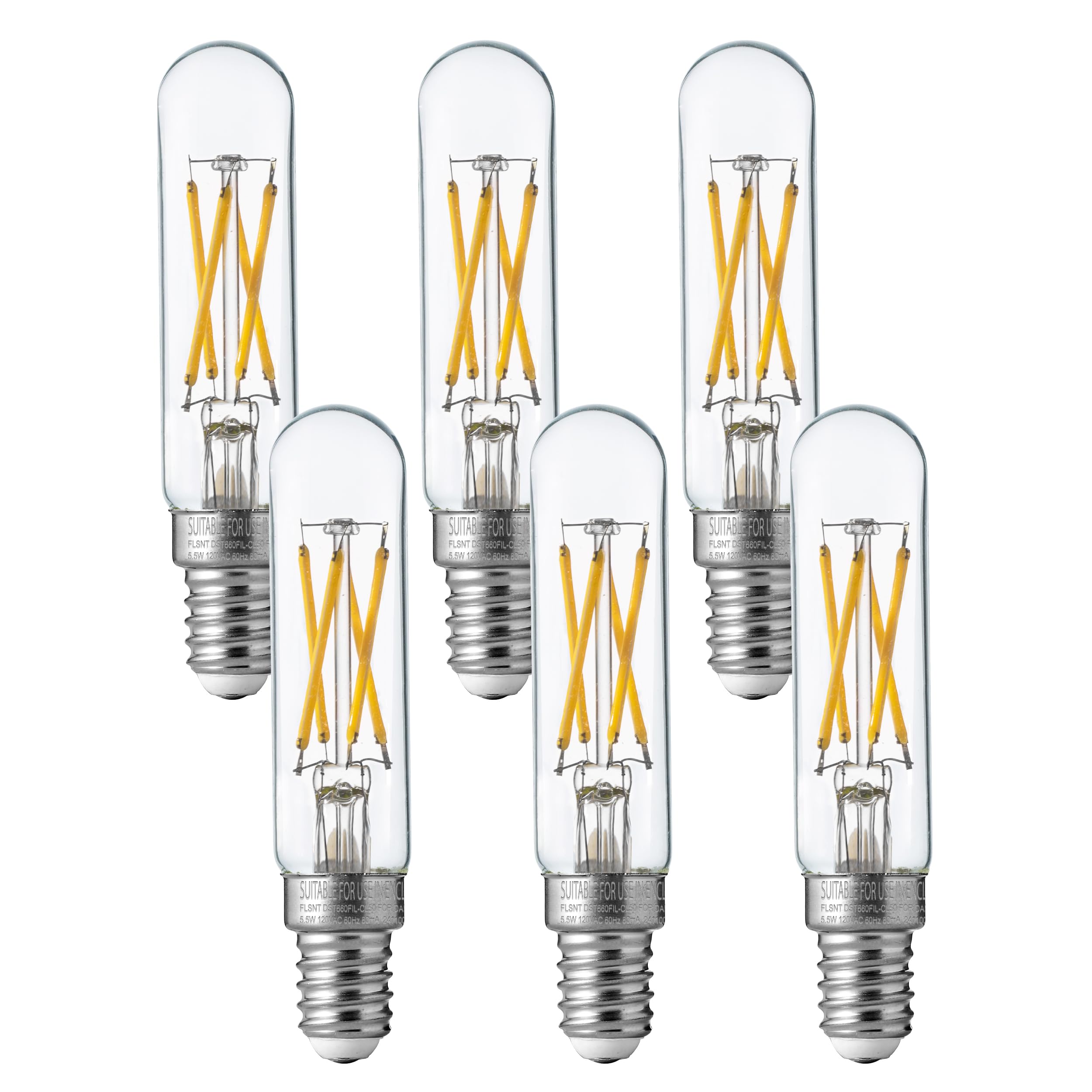 Flsnt 5000K Daylight Led Candelabra Bulbs 60W Equivalent, Dimmable T6/T25 E12 Led Light Bulbs For Chandelier, 90+ High Cri, 550L