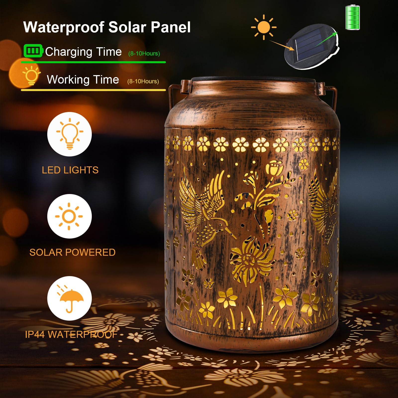 Hummingbird Lantern Solar Outdoor  Chrismas Gifts  Solar Light Outdoor Waterproof Led Decorative Garden For Lawn  Landscape  Patio  Porch Hanging Lantern For Women  Ladies  Mom  Grandma