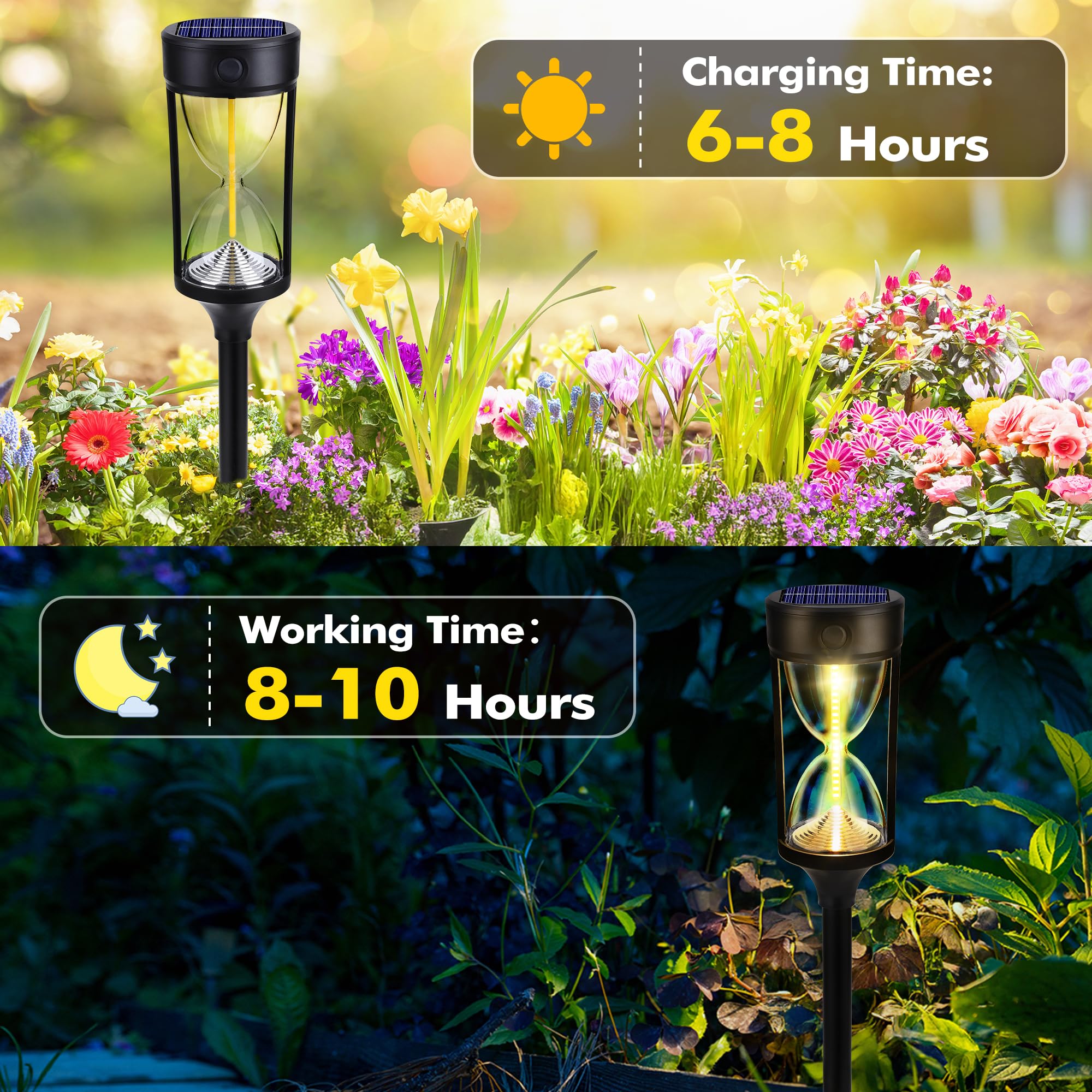 Toodour Solar Pathway Lights - 4 Pack, Waterproof, Warm White, Model TD-SSLDC-V-4, Auto On/Off for Yard, Garden, Patio, Walkway Decor