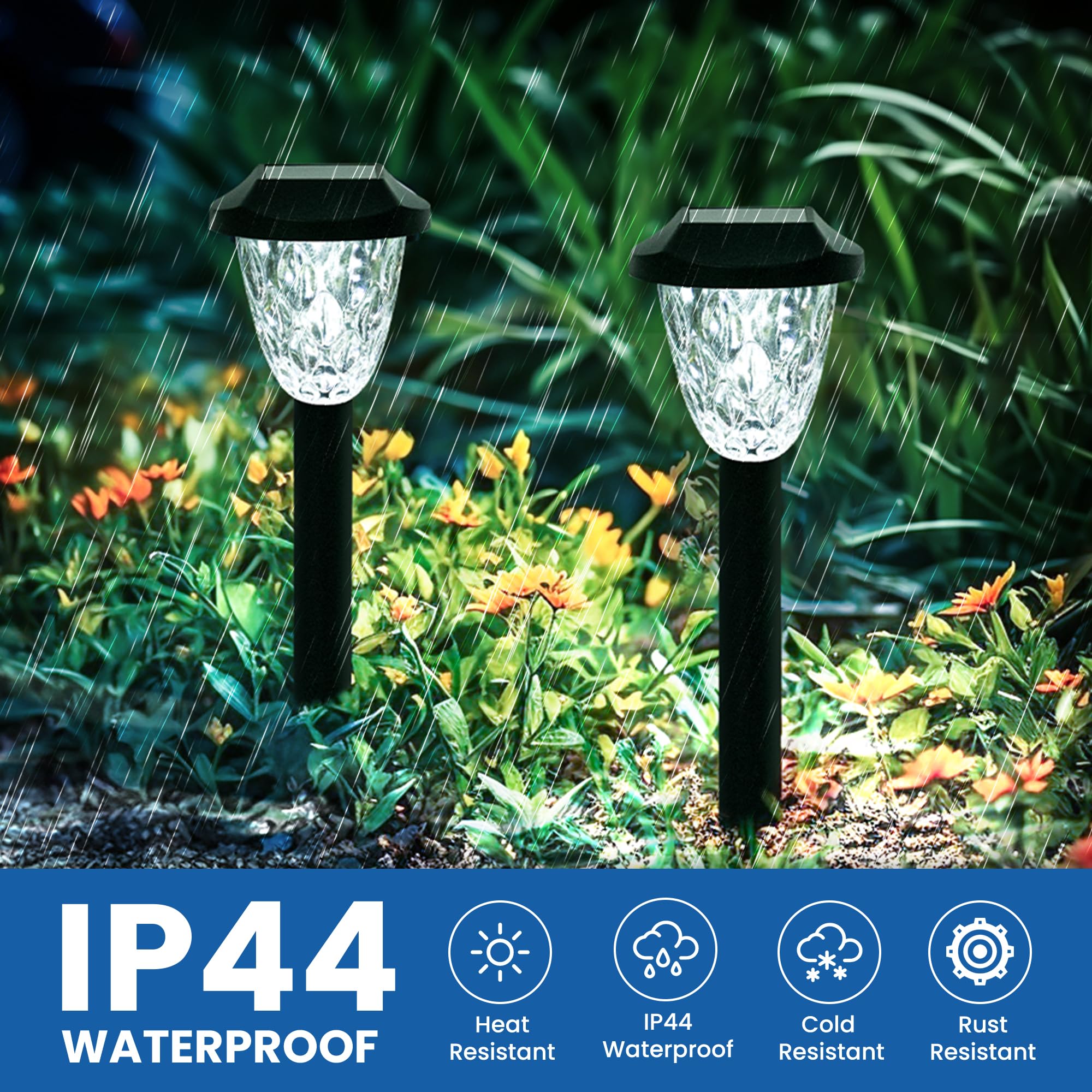 GIGALUMI Solar Pathway Lights 10 Pack, Waterproof Auto On/Off, Cold White, 14.17in  Model 8820