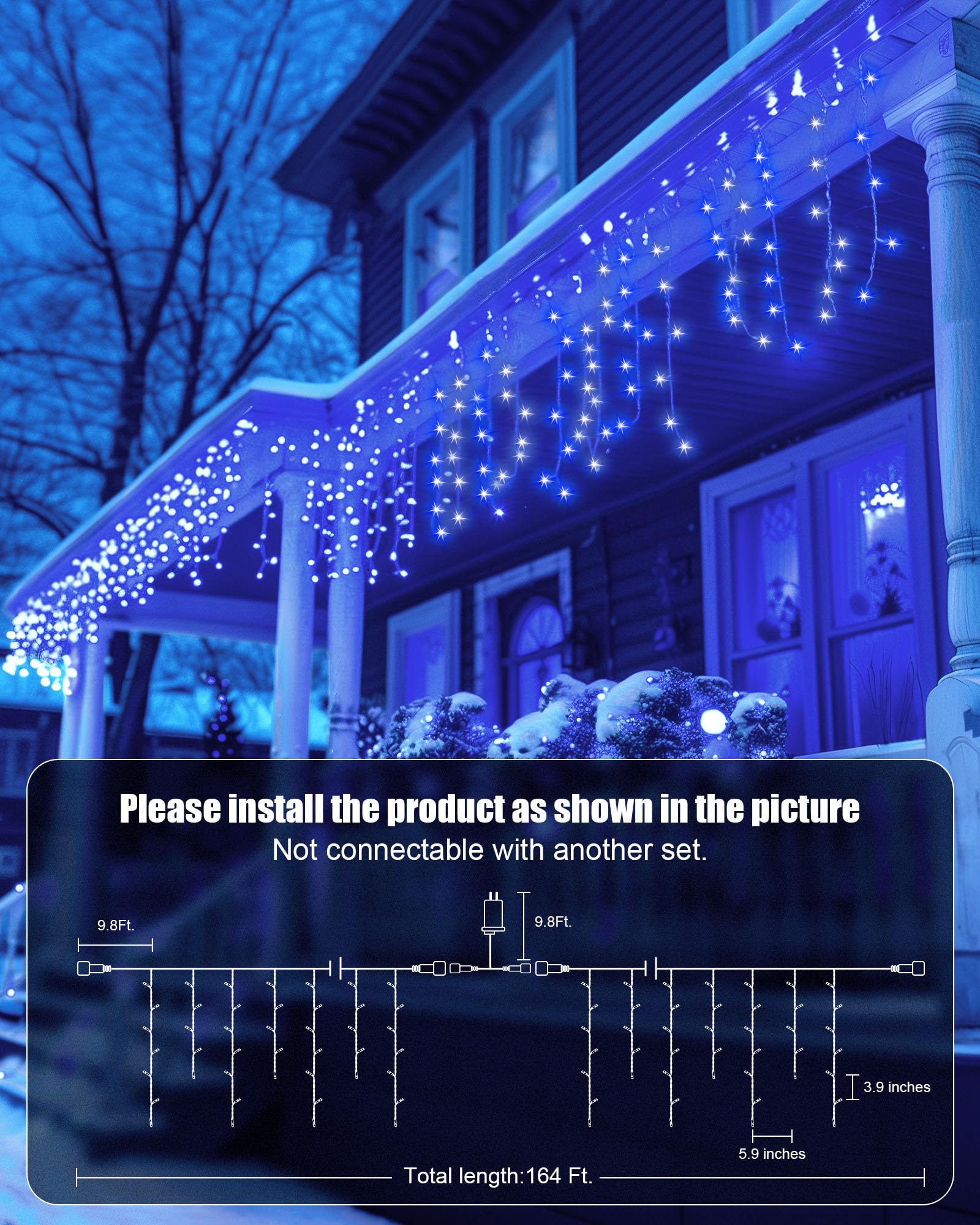 Minetom Icicle Lights For Outside, 164Ft 1344 Led Christmas Lights With 252 Drops, Icicle Christmas Lights Outdoor With Remote A