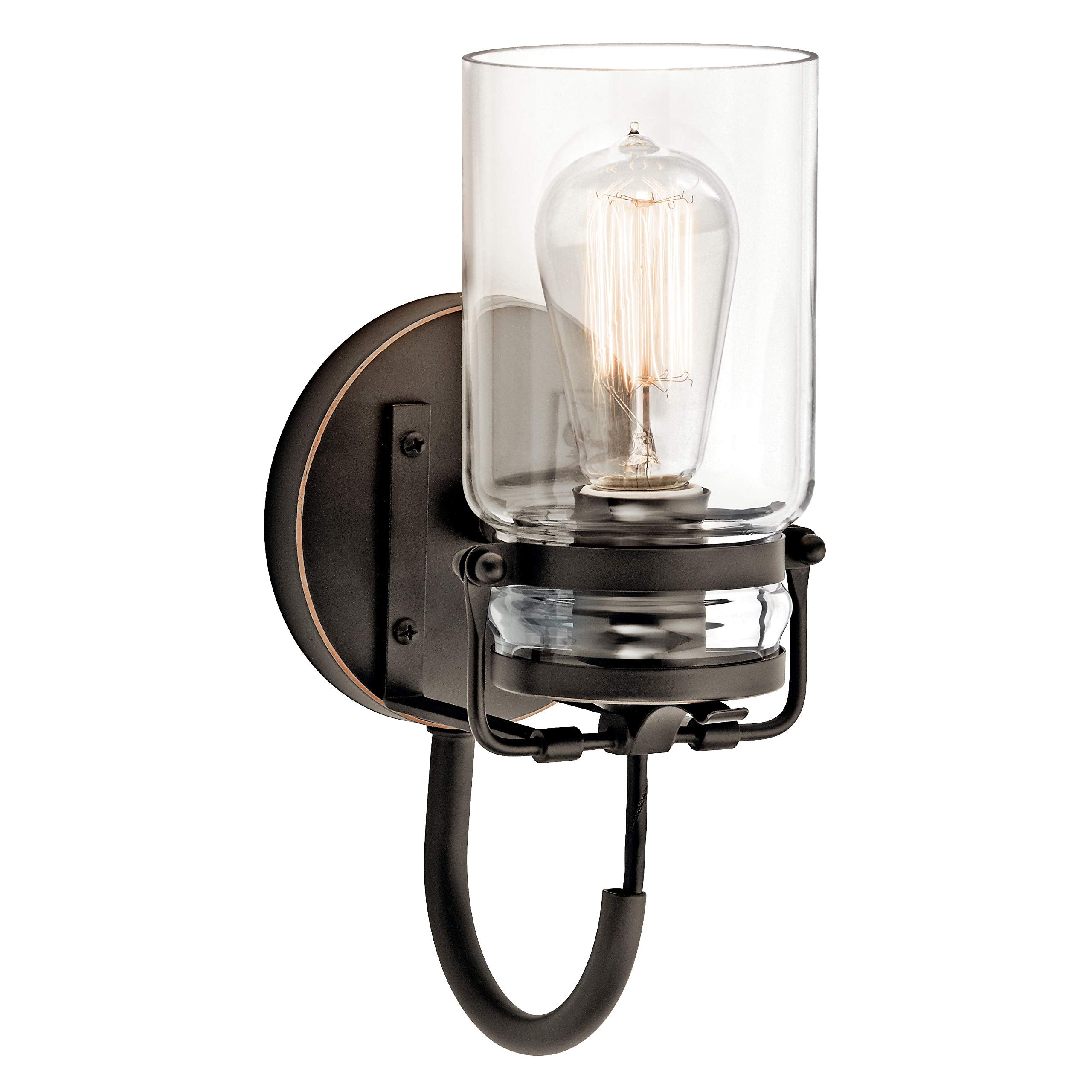 Kichler Brinley 11.5'' Wall Sconce In Olde Bronze?, 1-Light, Vintage Wall Mount Light With Clear Glass, (11.5'' H X 5'' W), 4557