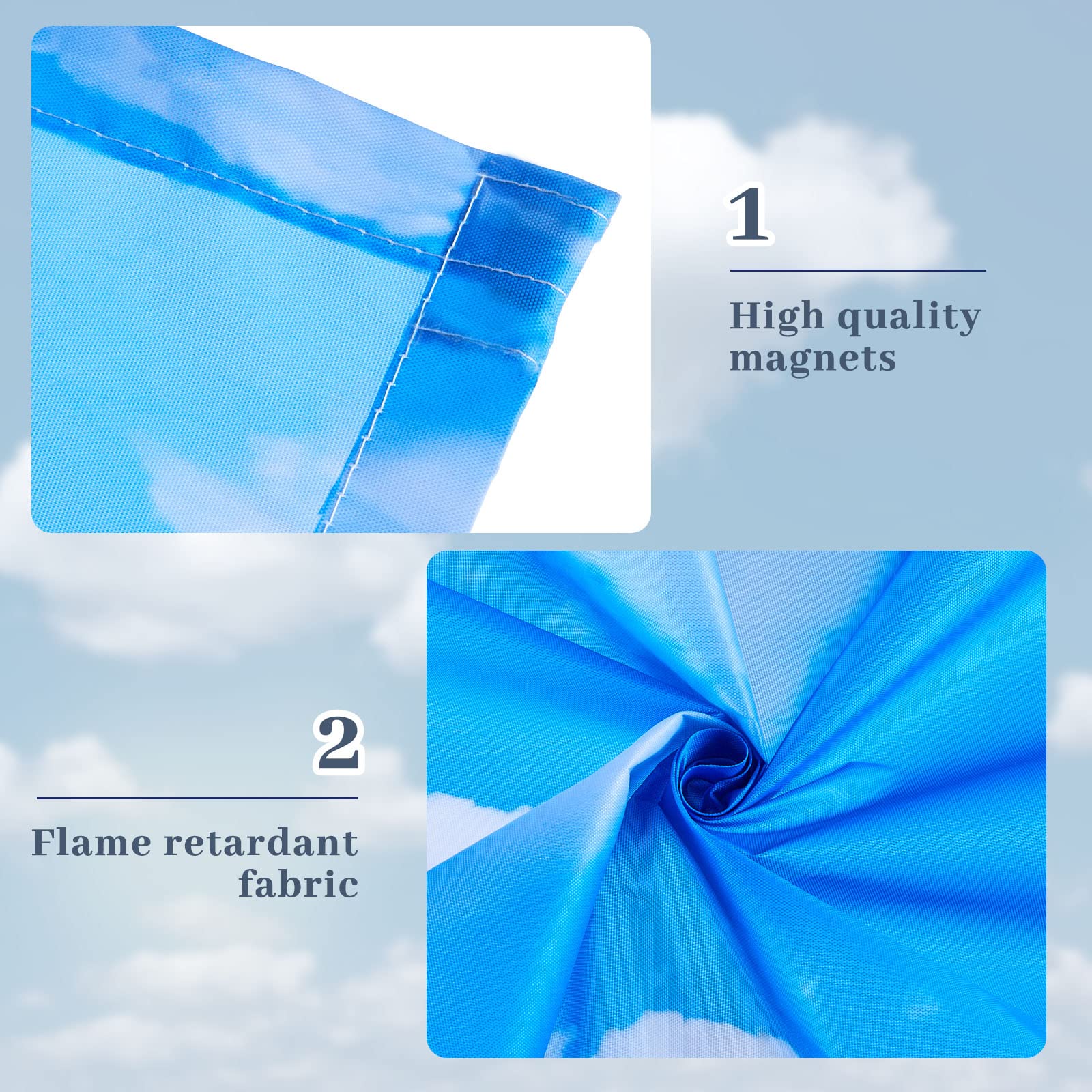 Roceei 8 Pcs Fluorescent Light Covers, Magnetic Classroom Filters - Blue Sky Cloud Design