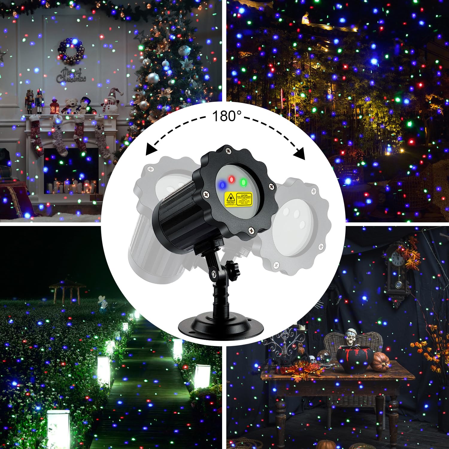 VanSmaGo Laser Christmas Projector Lights - 3 Color Waterproof Outdoor Decor, Model SE369-01, Black, RF Remote for Holiday & Party Use