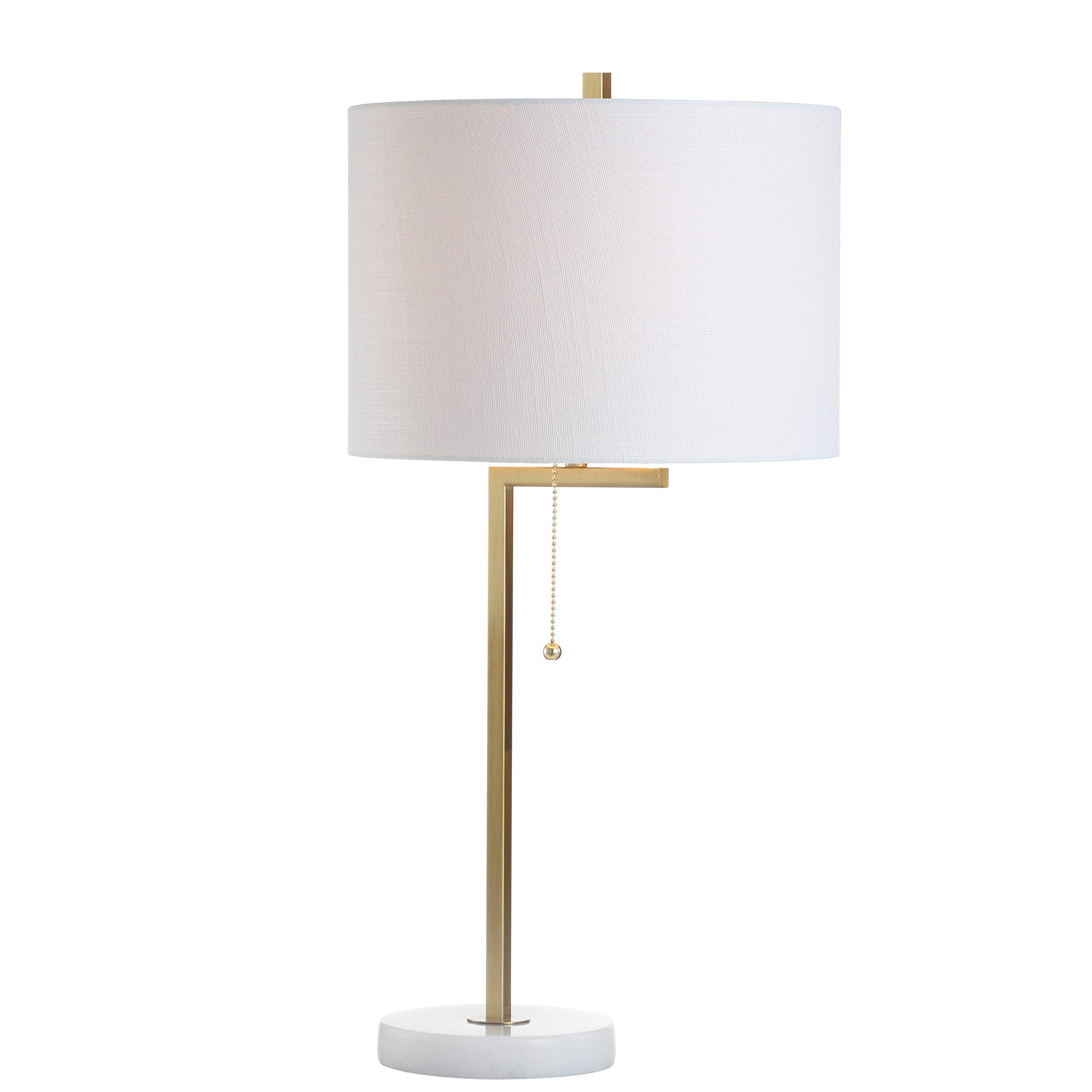 JONATHAN Y Alyssa 24.5in Metal/Marble LED Table Lamp, Brass Gold/White, Model JYL1043A, Contemporary Design for Bedroom, Living Room, Office