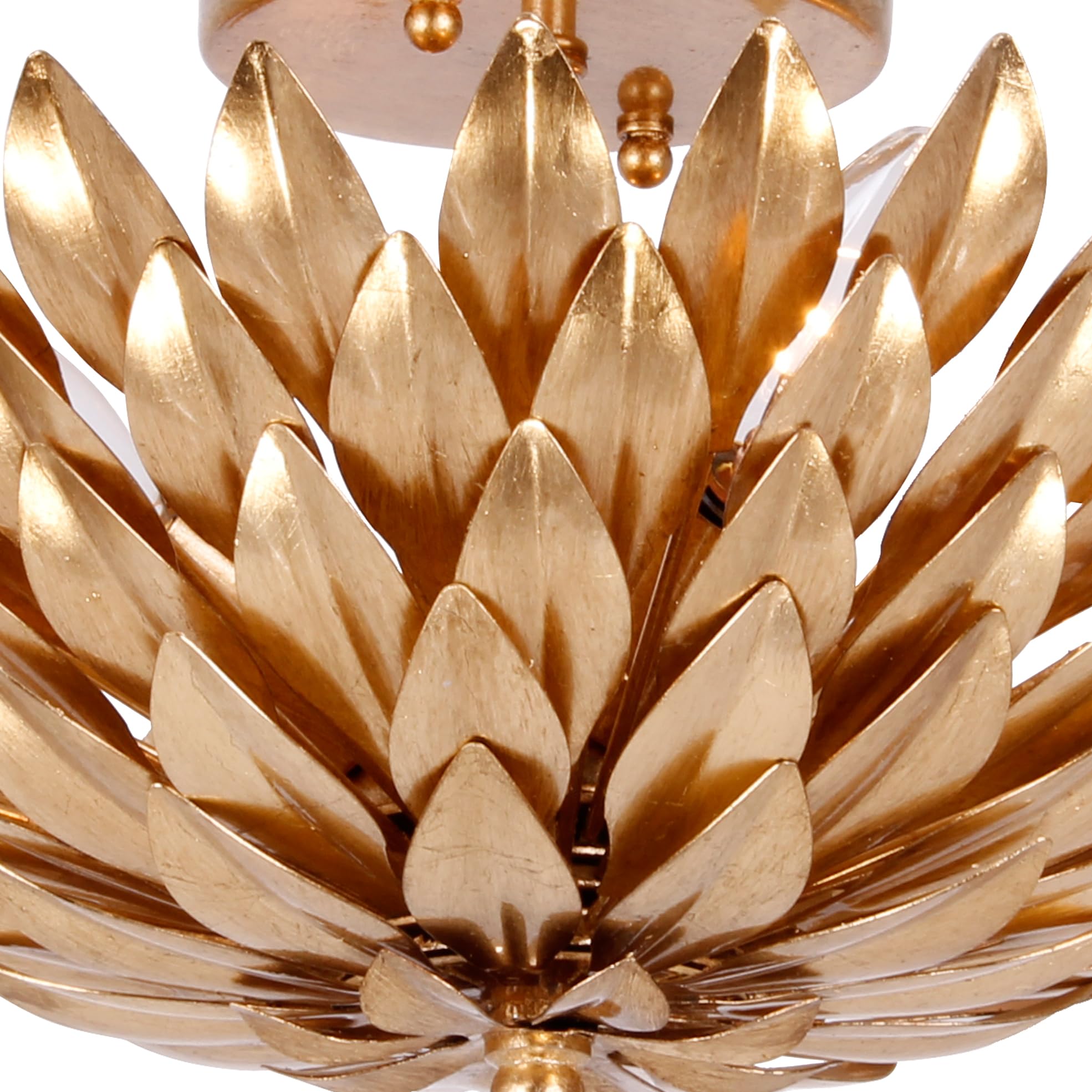 Crystorama Broche 4 Light Semi Flush Mount, 16in W x 8.25in H, Antique Gold, Alloy Steel, Model 505-GA