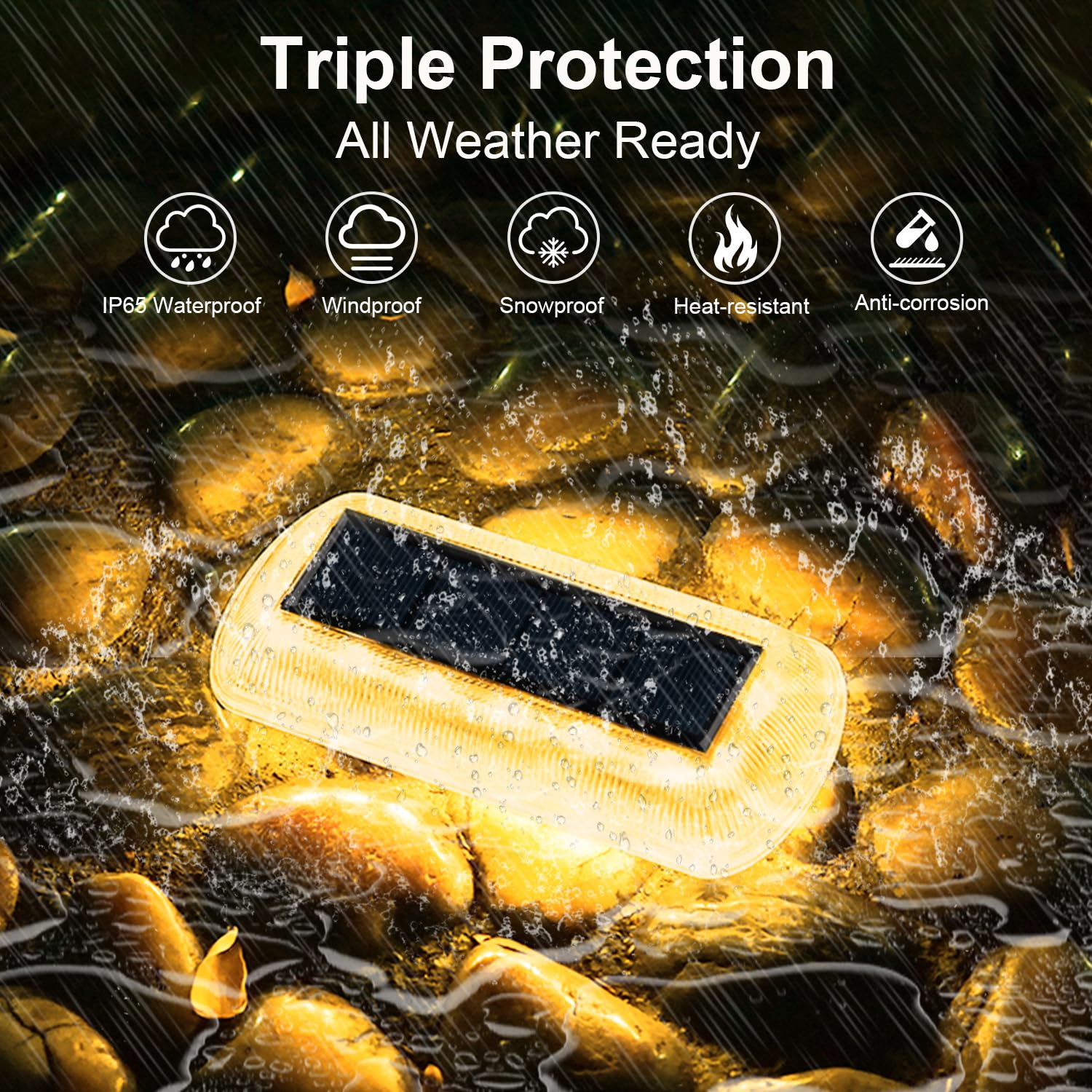 T-Sun Solar Step Lights For Outside Warm White Solar Stair Lights Waterproof Led Deck Lights Front Porch Decor For Dock Driveway