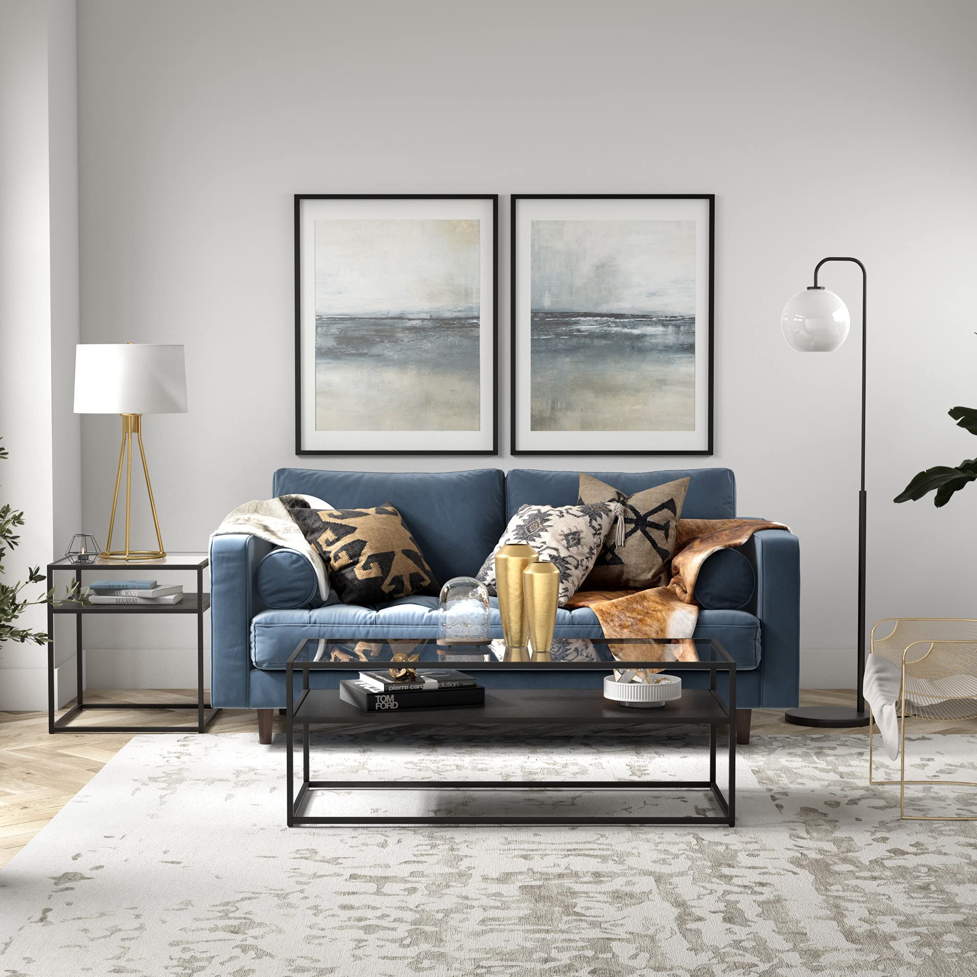 Harrison Arc Floor Lamp With Glass Shade In Blackened Bronze/White Milk