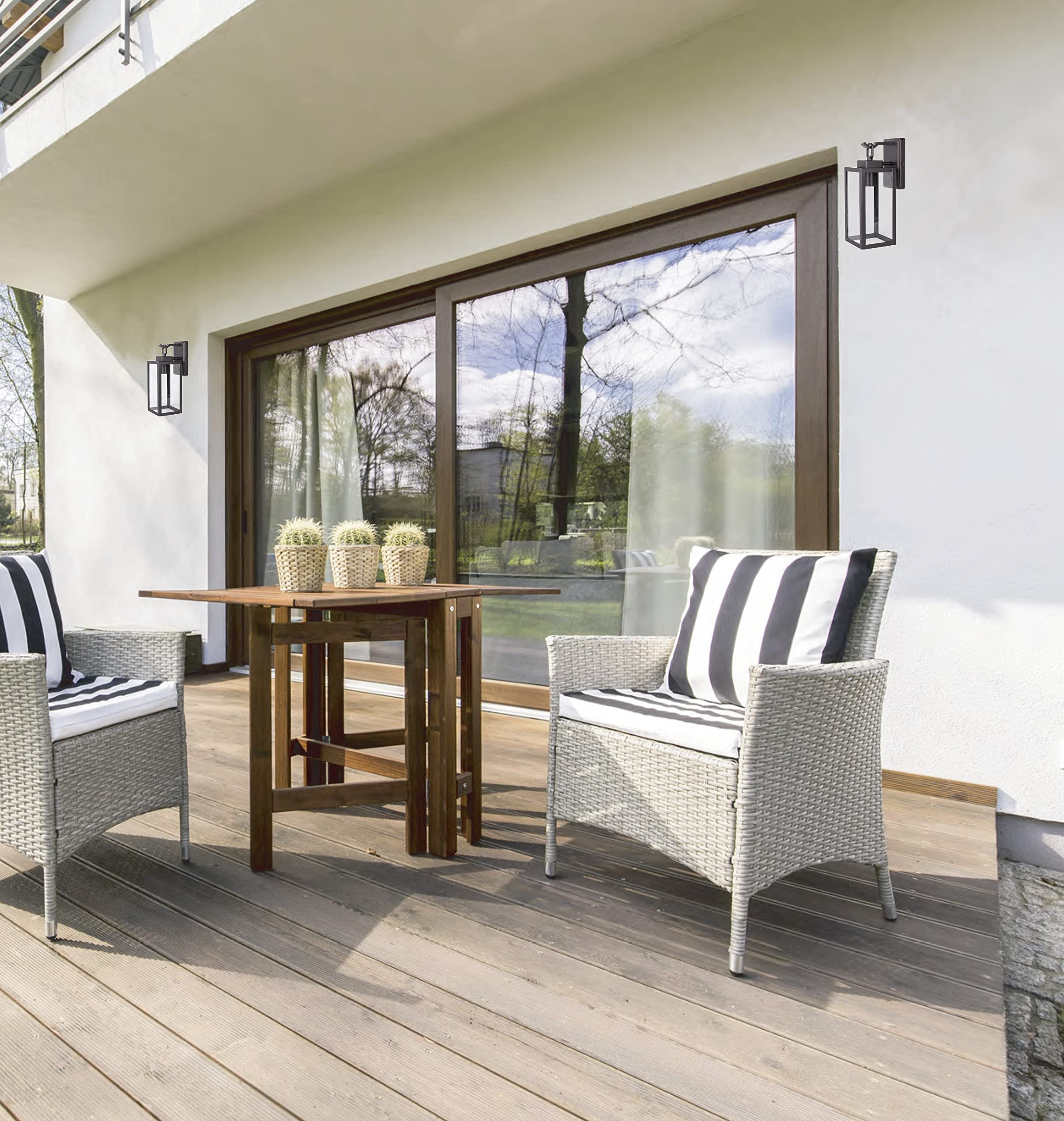 LIT-PaTH Outdoor Wall Lantern, Wall Sconce as Porch Lighting Fixture, E26 Medium Base Max 60W, Anti-Rust Metal with Glass Shade,