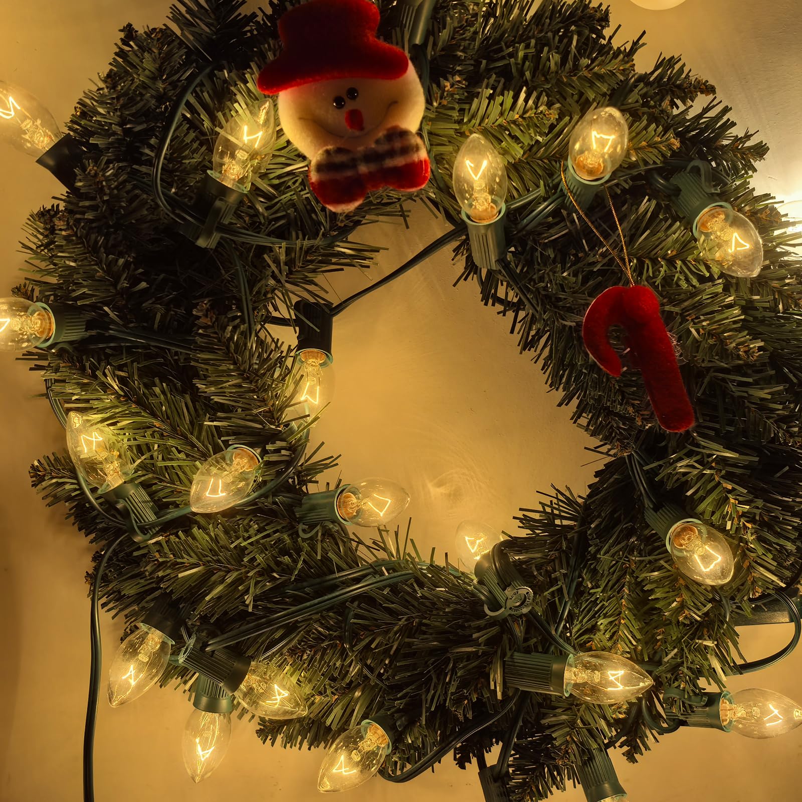 C7 Clear Christmas Lights, 25Ft Outdoor Christmas String Lights With 27 Warm White Incandescent Bulbs, Connectable Vintage Chris