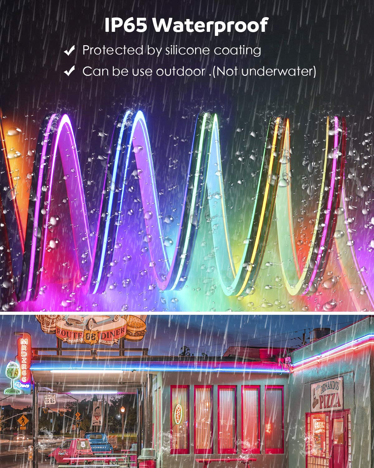 Aclorol LED Neon Rope Lights 16.4FT RGB Dream Color WS2811 Waterproof Flexible Strip for DIY Bedroom Wedding Party - White PCB