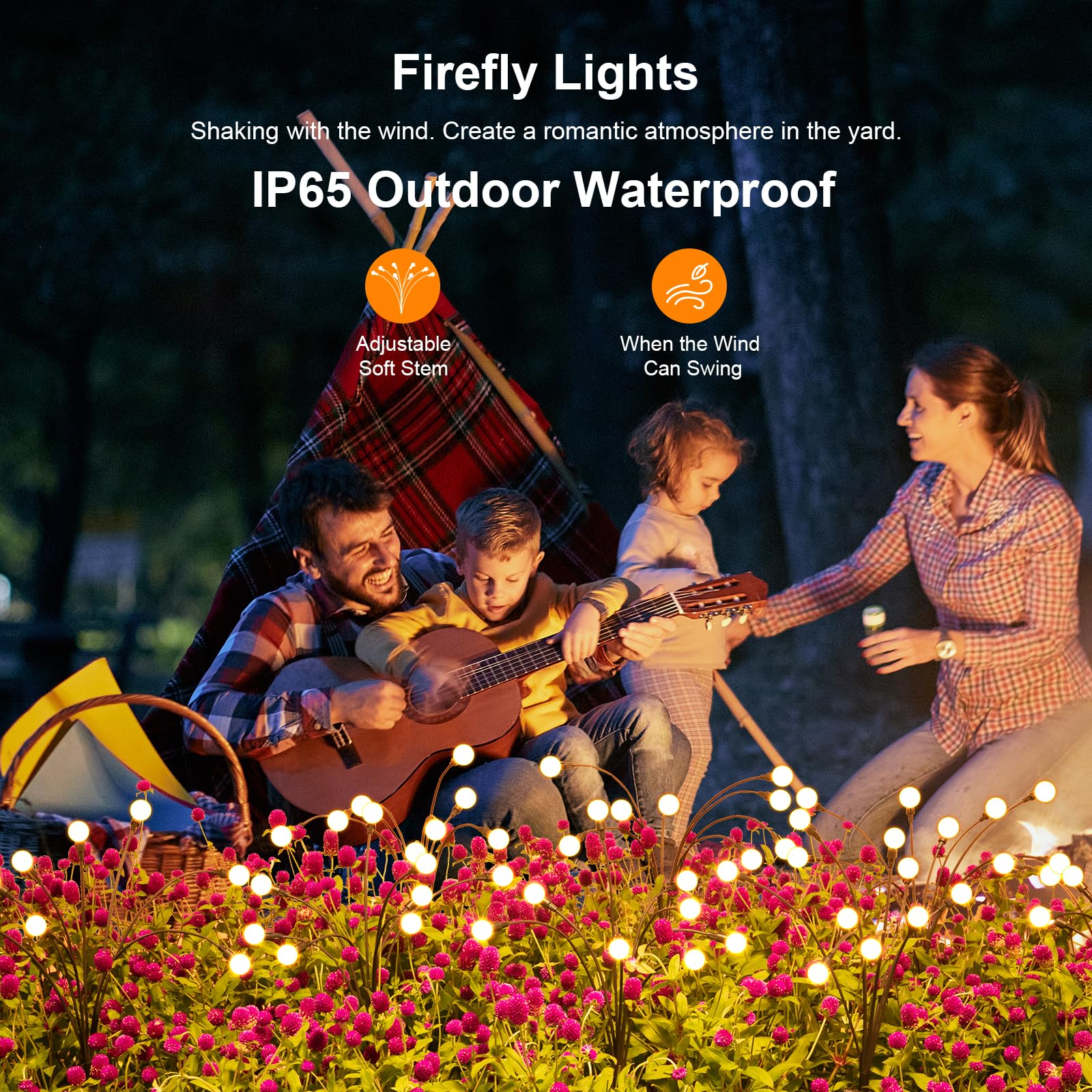 ASMAD Solar Garden Lights, 6 Pack 48 LEDs, Warm White, Outdoor Decor, Model SG-lights-01, Christmas Firefly Pathway Lights