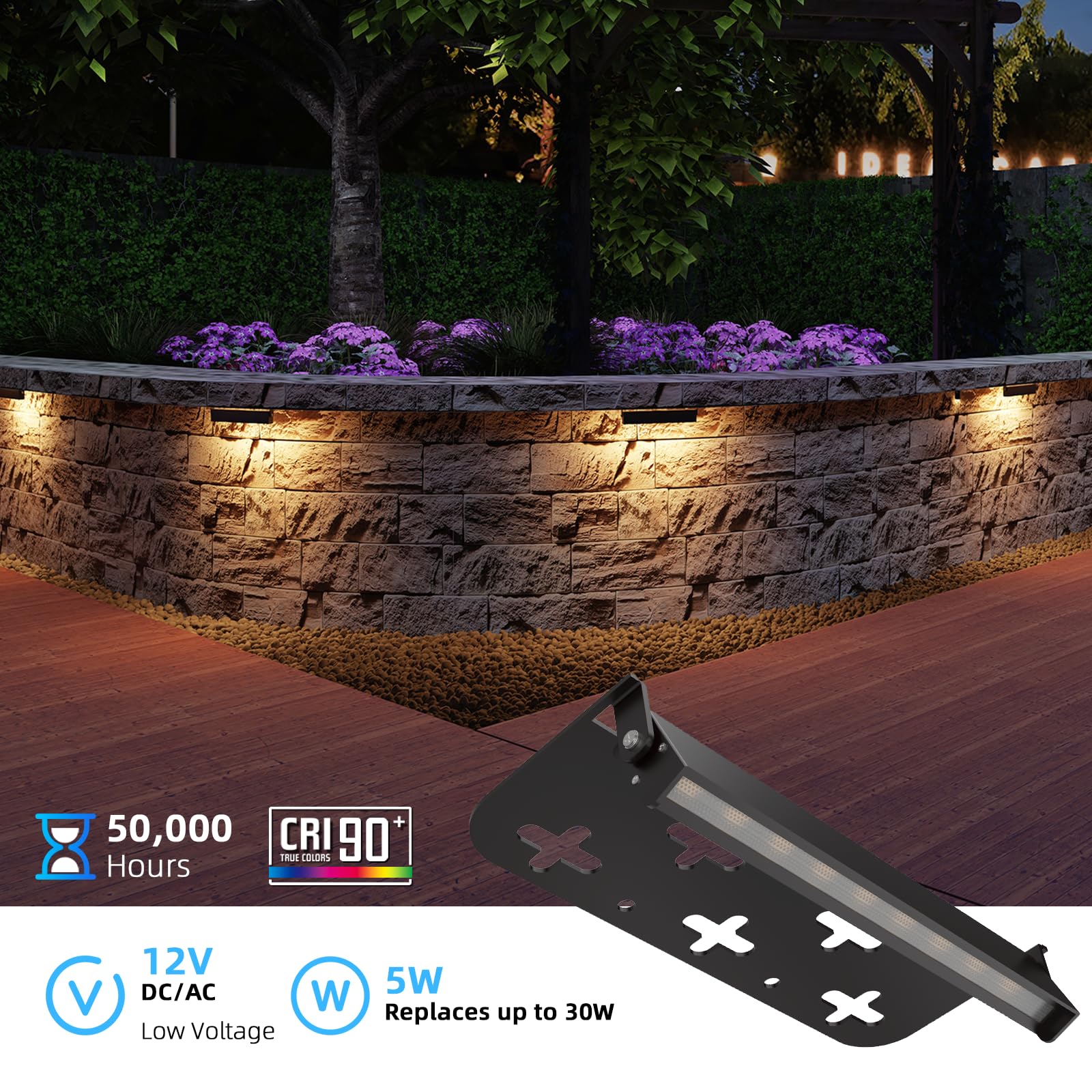 Raxjov 4 Pack 7 Inch Retaining Wall Lights  5W Led Hardscape Lighting 12V Ac/Dc Low Voltage Step Lights Outdoor  2700K Soft White Ip65 Waterproof Landscape Lighting For Patio Walls Stairs