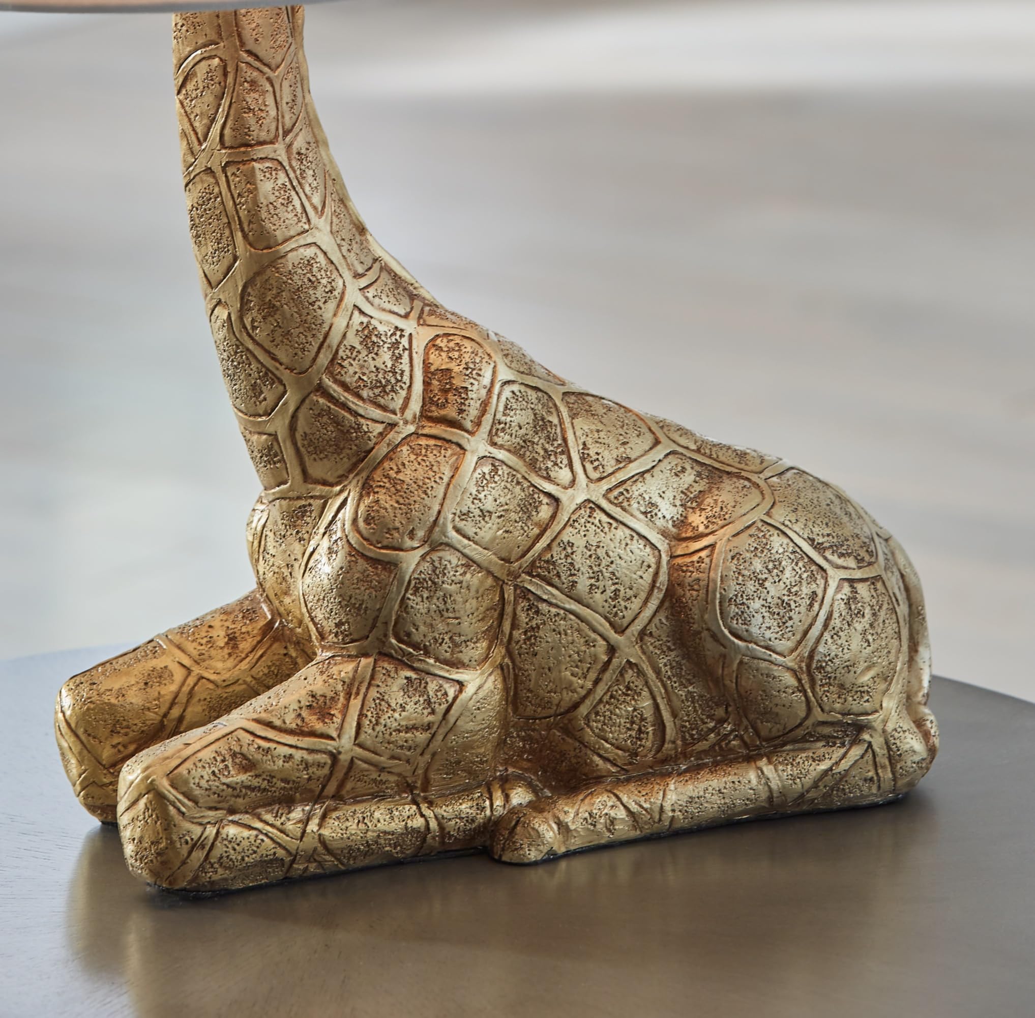 Signature Design By Ashley Ferrison Contemporary Polyresin Giraffe Table Lamp With On-Off Switch, Metallic & White