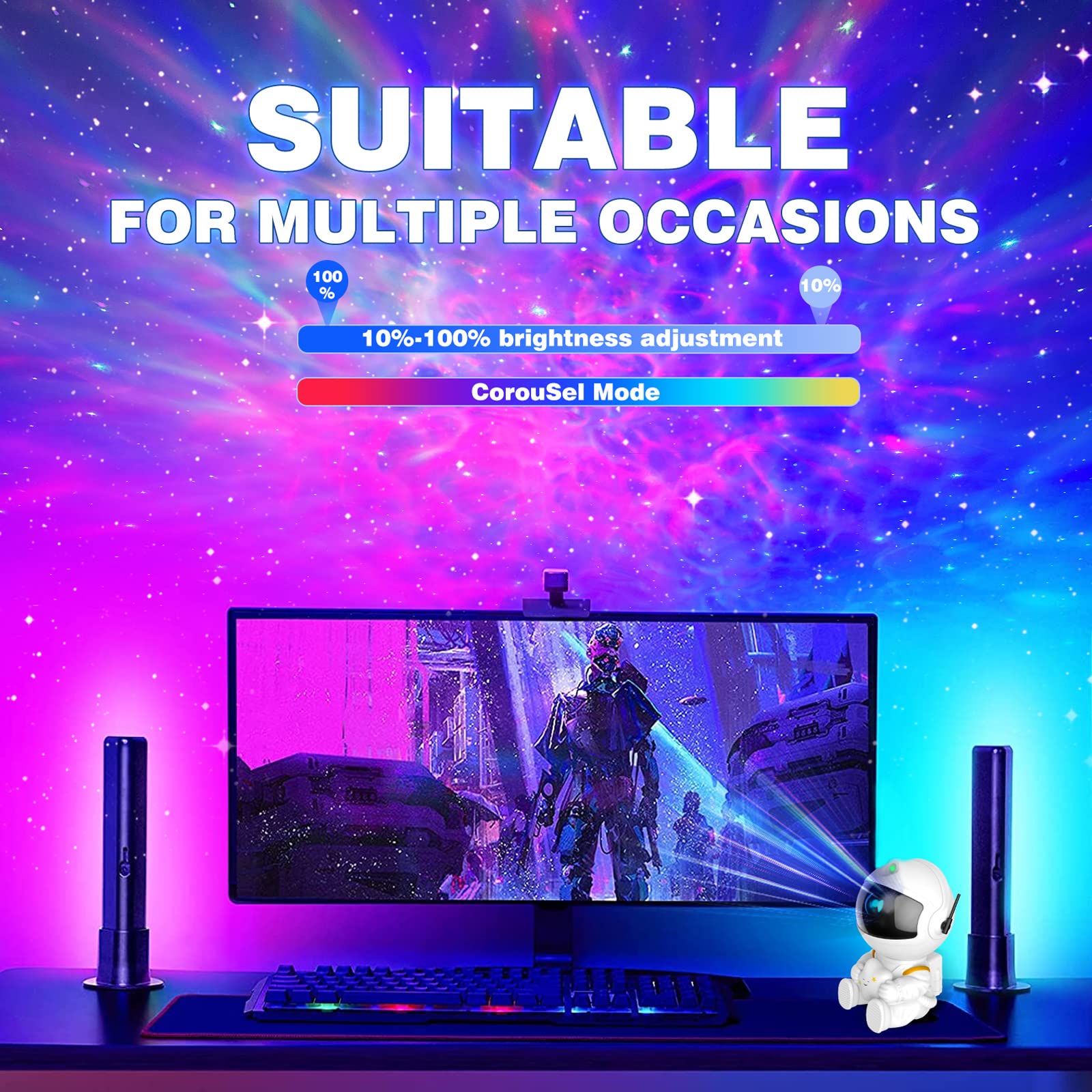 Astronaut Galaxy Projector, Star Projector Galaxy Light, Night Light for Kids, Nebula Ceiling LED Lamp, Room Decor, with Timer a