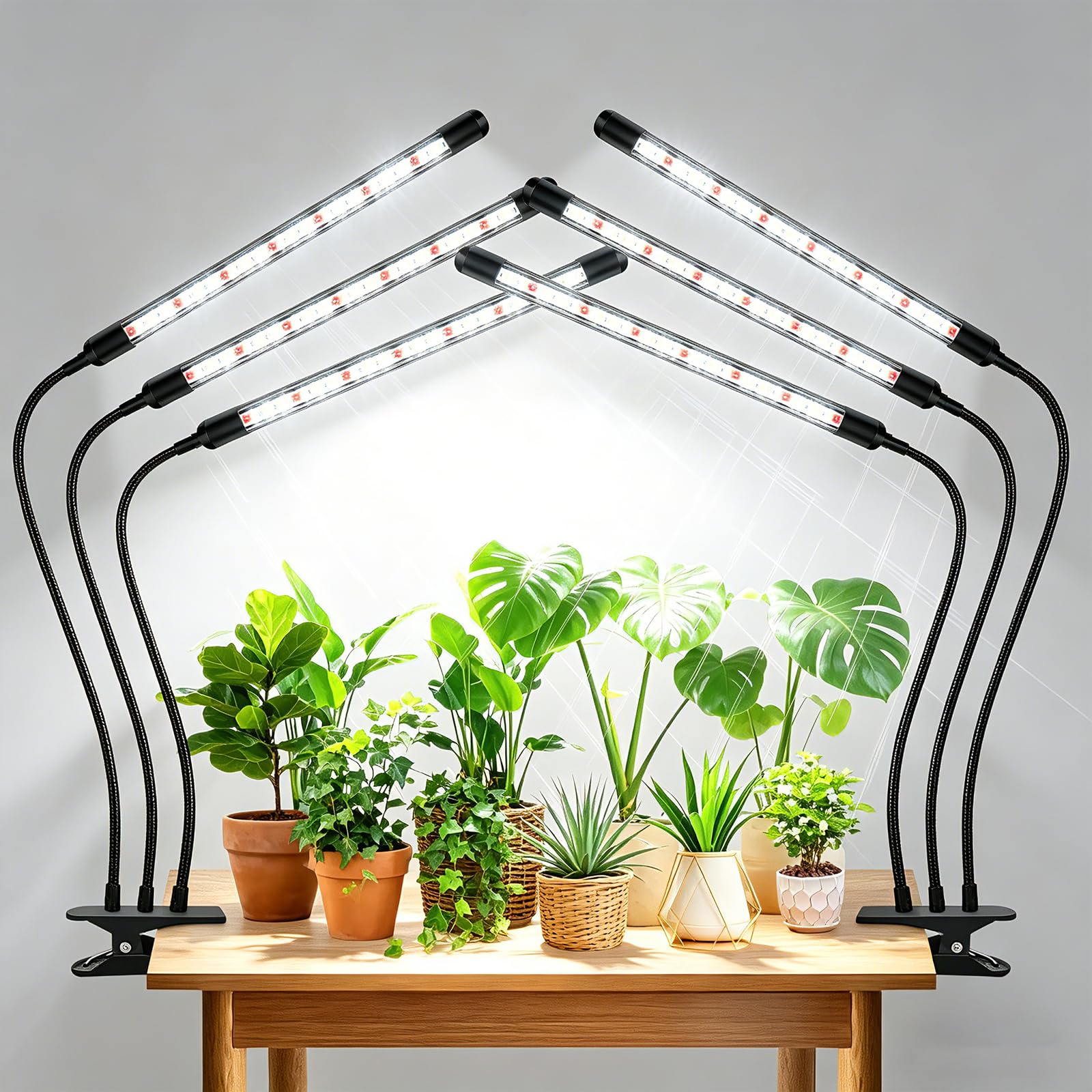 SDOVUERC Tri-Heads Grow Lights for Indoor Plants, Full Spectrum Plant Lights for Indoor Growing with Adjustable 360 Gooseneck, 6