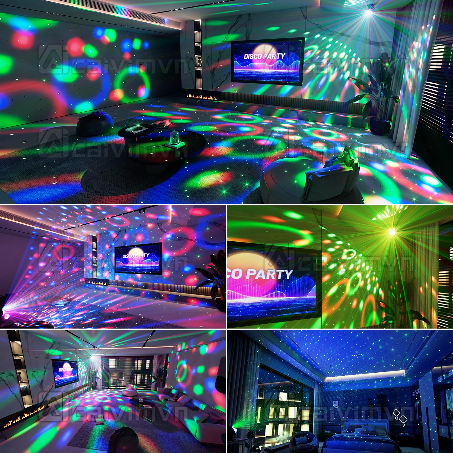 Party Lights Dj Disco Light Disco Ball Lights With Star Projector Sound Activated Strobe For Parties, Bar, Birthday, Wedding, Dj