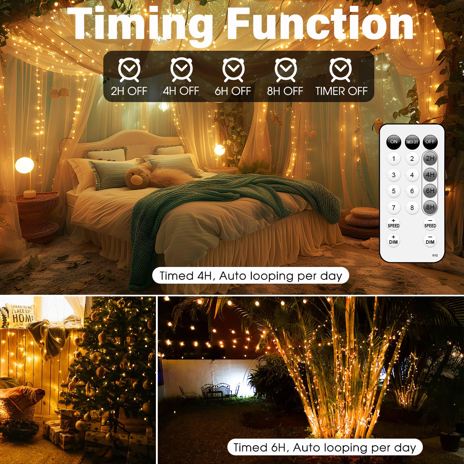 yietNL Fairy Lights USB 72FT 220 LED Warm White Copper Wire with Remote, Timer, 8 Modes - Waterproof String Lights for Decoration