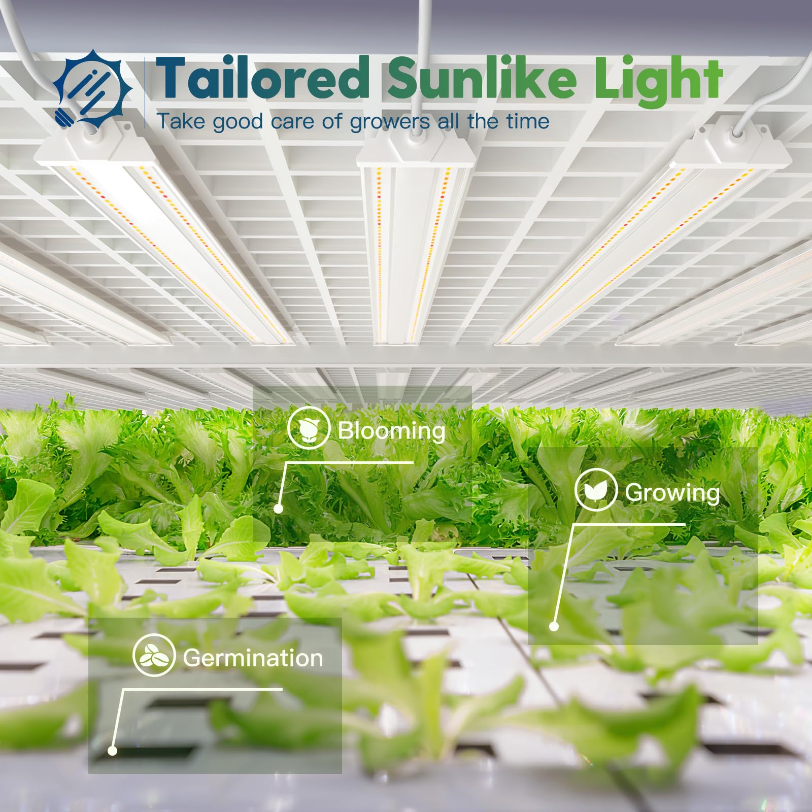 Freelicht 4 Pack 4Ft Led Grow Light, 60W (350W Equivalent), Sunlike Full Spectrum Integrated Plant Light For Hydroponic Indoor P
