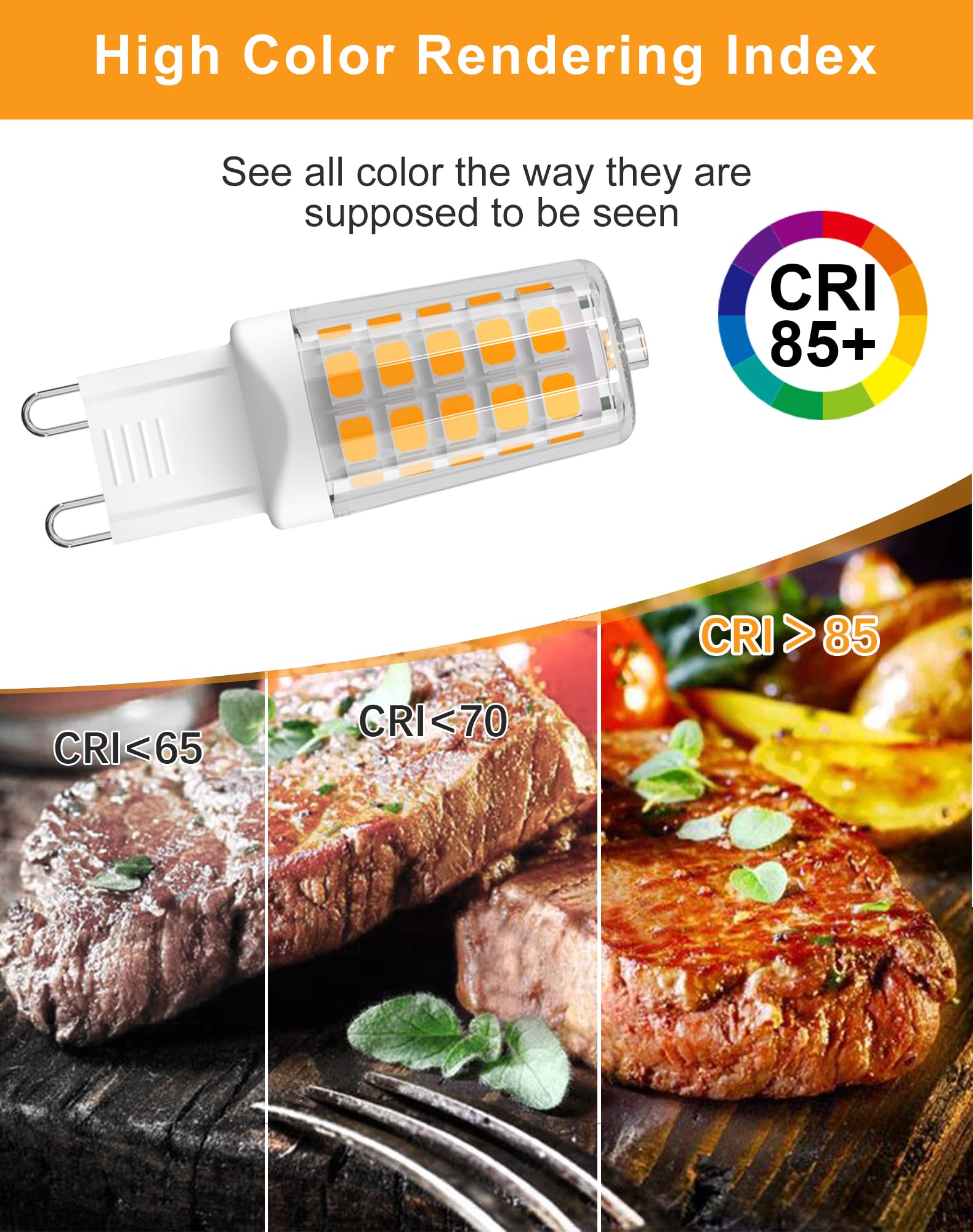 Gohdlamp 10 Pack Dimmable G9 Led Bulbs - 40W Equivalent Chandelier Lights, Warm White 2700K, 450 Lumen, Bi-Pin Standard Base, 4W
