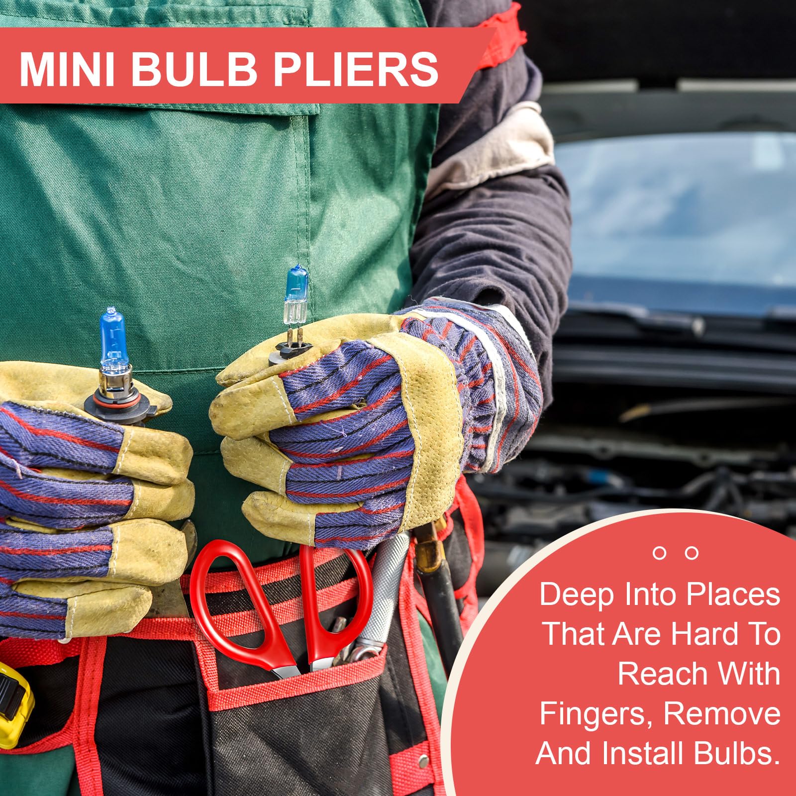 Mini Light Bulb Removal Tool Halogen Light Bulb Pliers, Car Dashboard Interior Light Bulb Extractor Tool, Broken Lightbulb Extractor Tool, Common To Removing Hard Reach Miniature Lightbulb(Red)