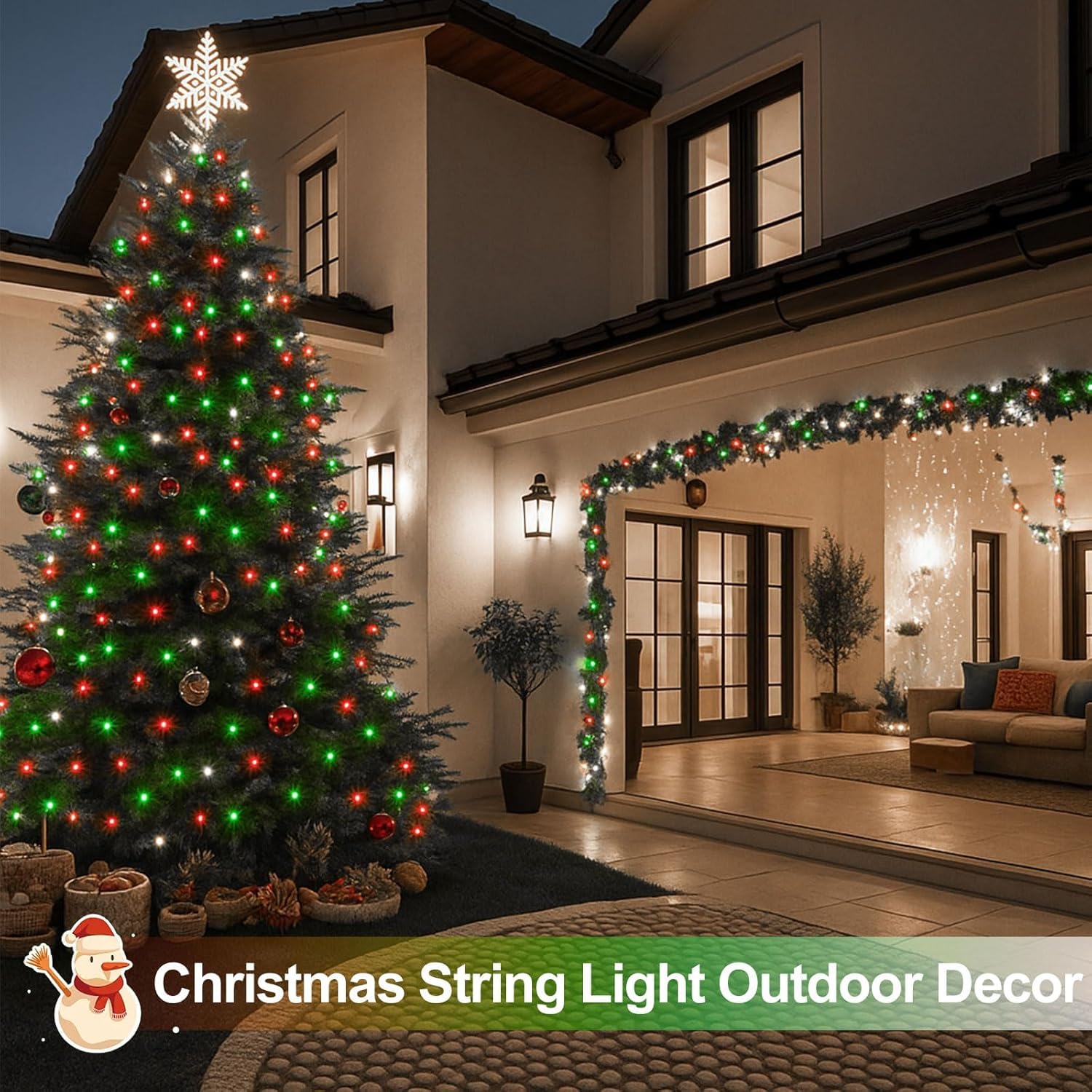 4 Pack 180Ft Solar Christmas Lights Outdoor Waterproof  Super Bright 320 Led Solar String Lights With 8 Lighting Modes  Green Wire Twinkle Tree Light For Outside Xmas Party Decor (Red White And Green)