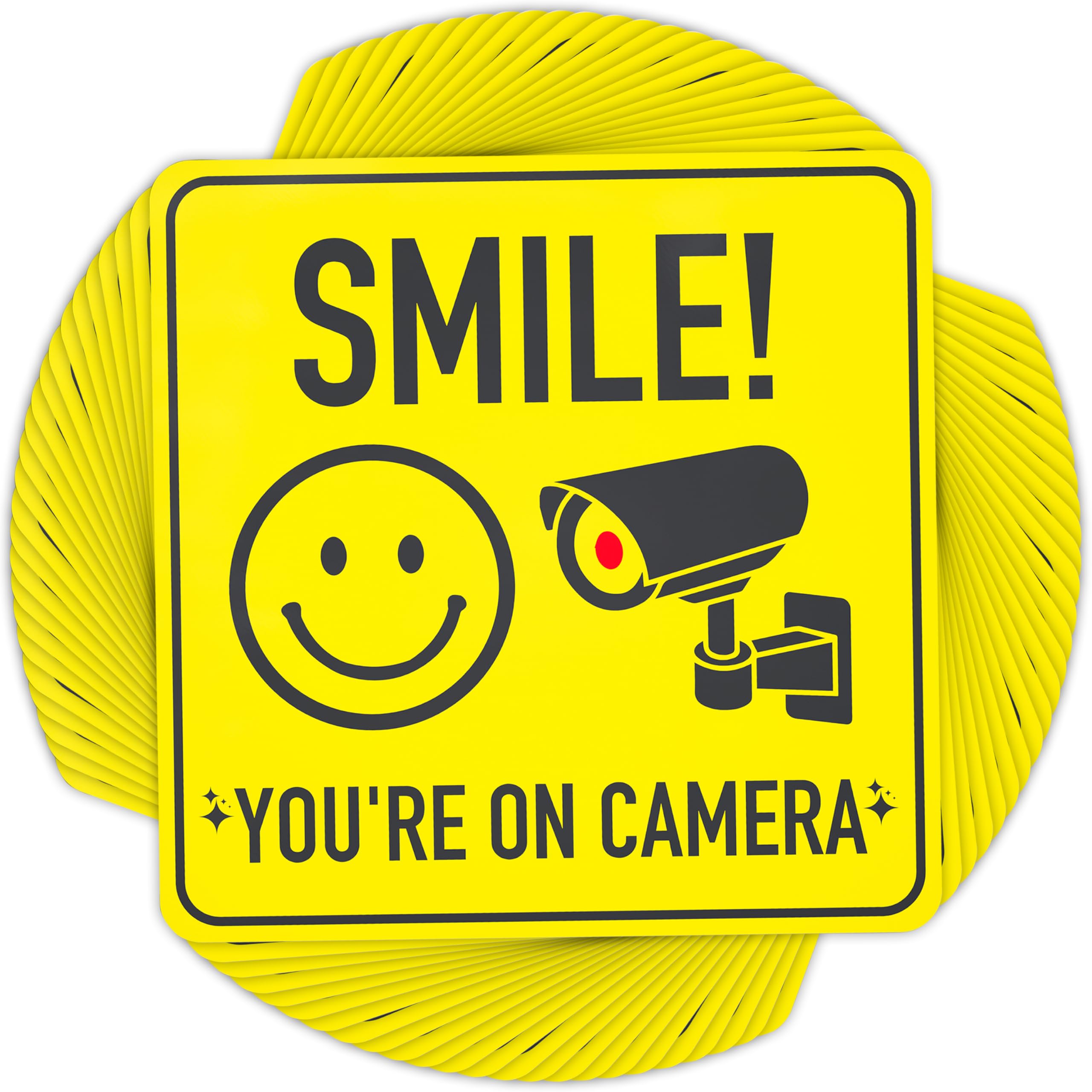 Yellow Security Sticker ASSURED SIGNS Video Surveillance Security Stickers - Vinyl - 7x7 Inch ...