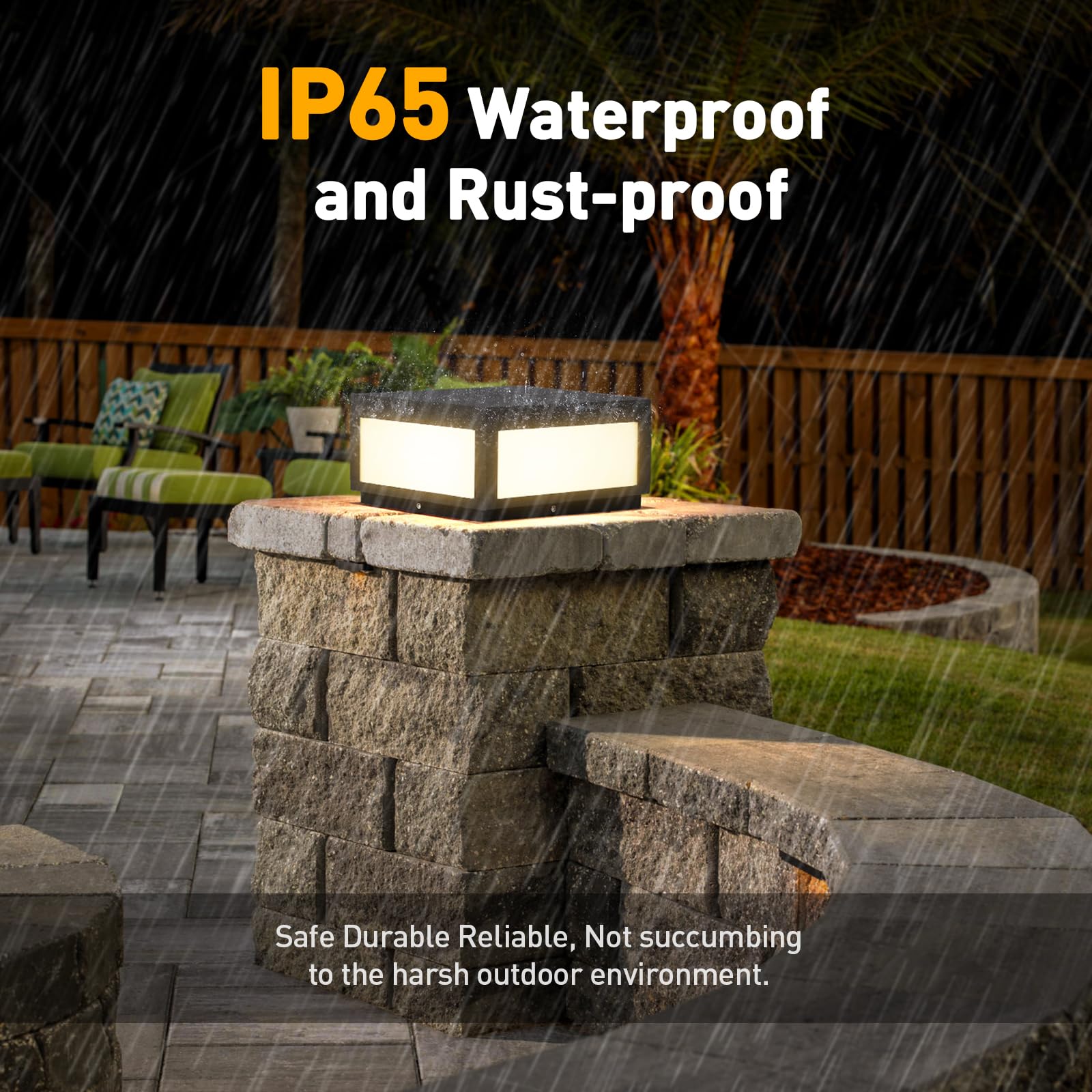 Mvbt Led Outdoor Post Light - Gray Aluminum Deck Cap Lantern For Patio & Garden, Ip65 Waterproof
