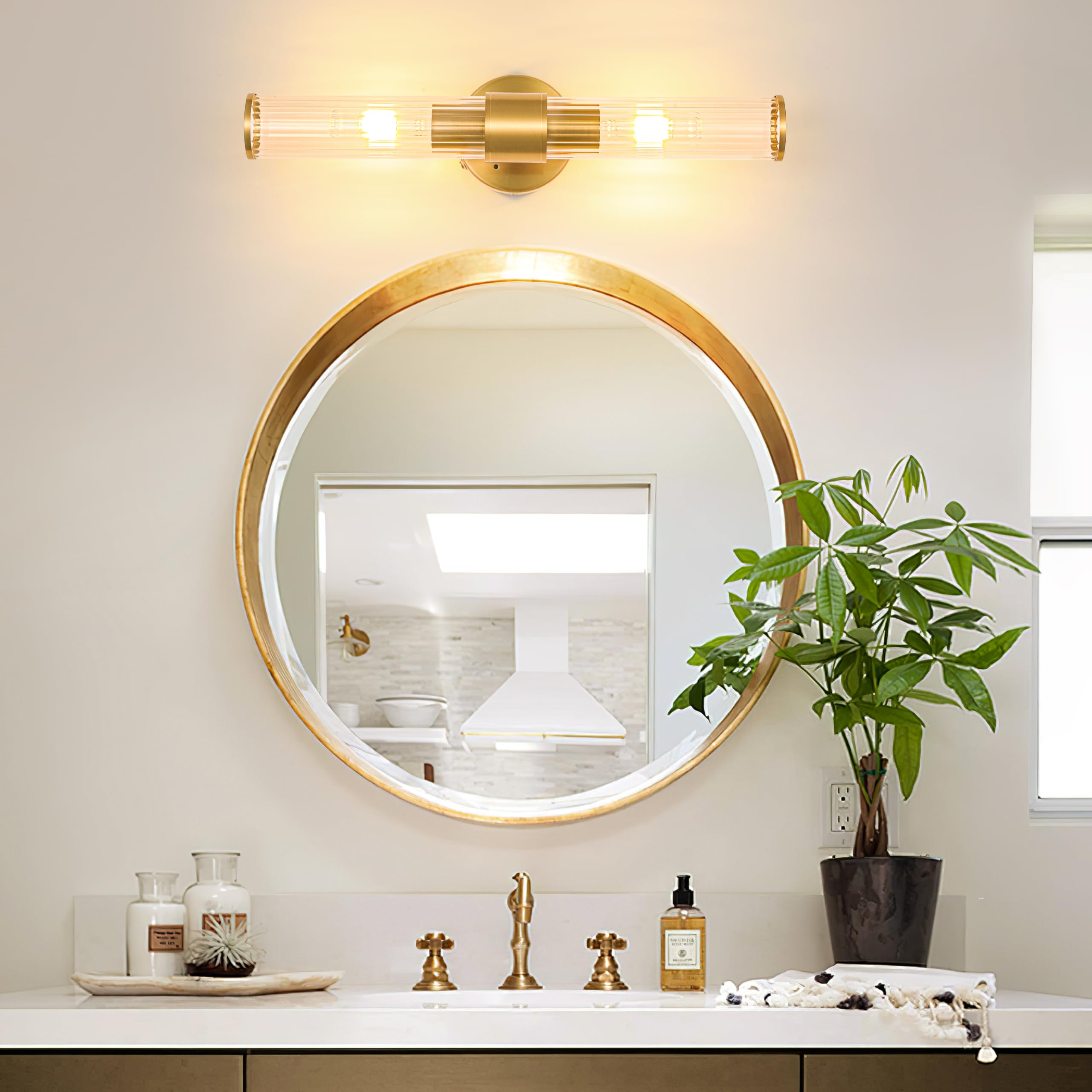 Morauroral Brushed Gold Battery Operated Wall Sconce, Dimmable Rechargeable Wall Light with Remote, Touch Control, Modern LED Wi