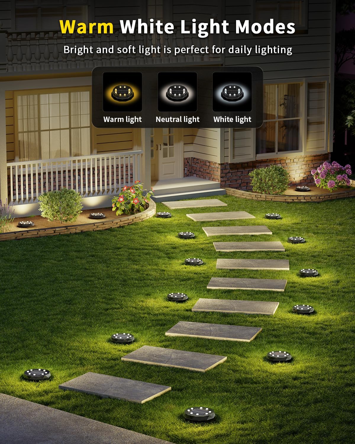 Hicotet Solar Ground Lights, 50ft Remote Control, IP67 Waterproof, 15 Multi Color, 16 Pack, Black, Model LNM-CPD-01