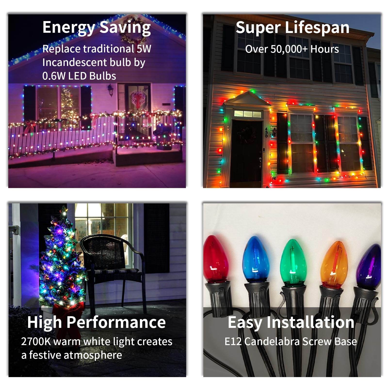 Chyparty 25 Pack C7 Led Christmas Lights Bulbs, Multicolor C7 Replacement Bulbs For Outdoor String Lights, Patio, Xmas Tree, Wed