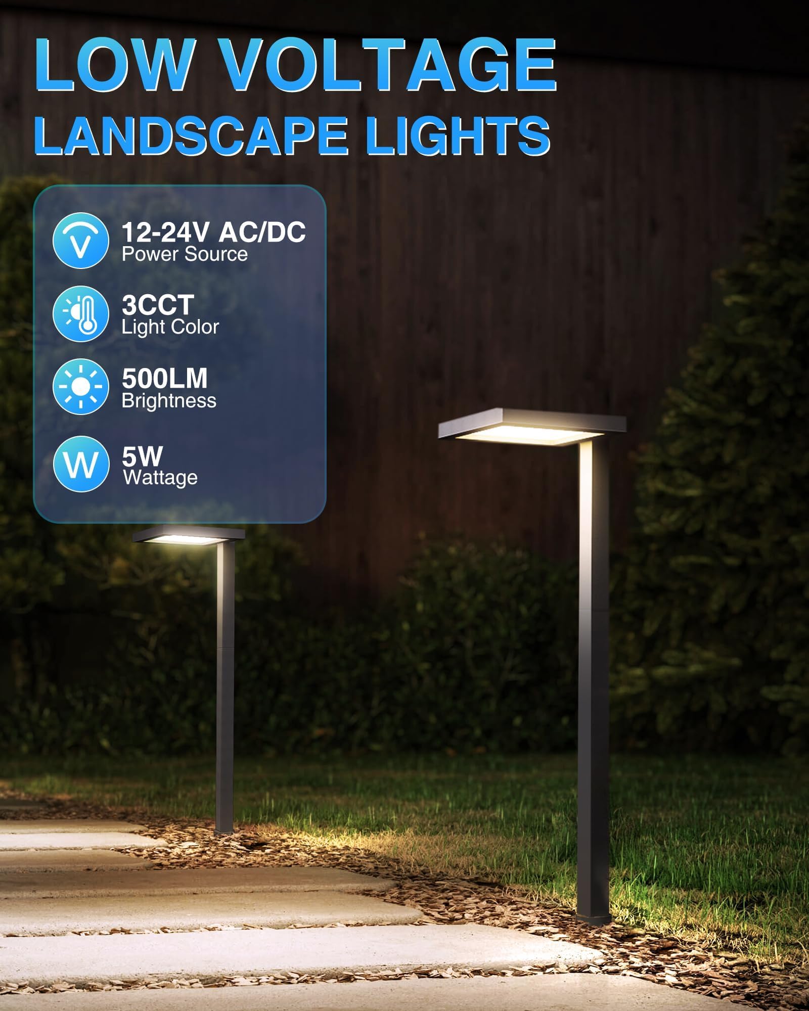 Sunvie 3Cct Low Voltage Pathway Lights Wired Pathway Lights Outdoor 5W 3000K Anti Glare Led Low Voltage Landscape Lighting Waterproof Landscape Path Lights For Walkway Backyard Garden Patio  4 Pack