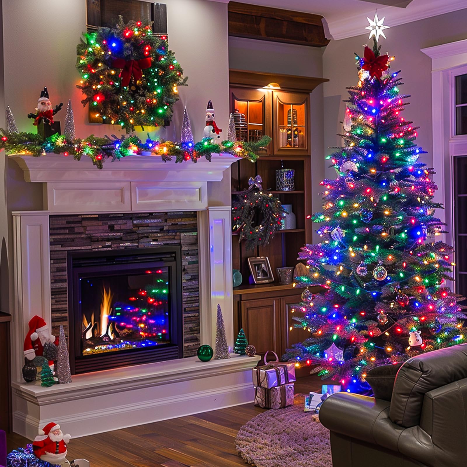 JMEXSUSS Christmas Tree Lights, 200 LED Multicolor, Clear Wire, 66ft Indoor Outdoor Decorations, Model EXS-S-0200