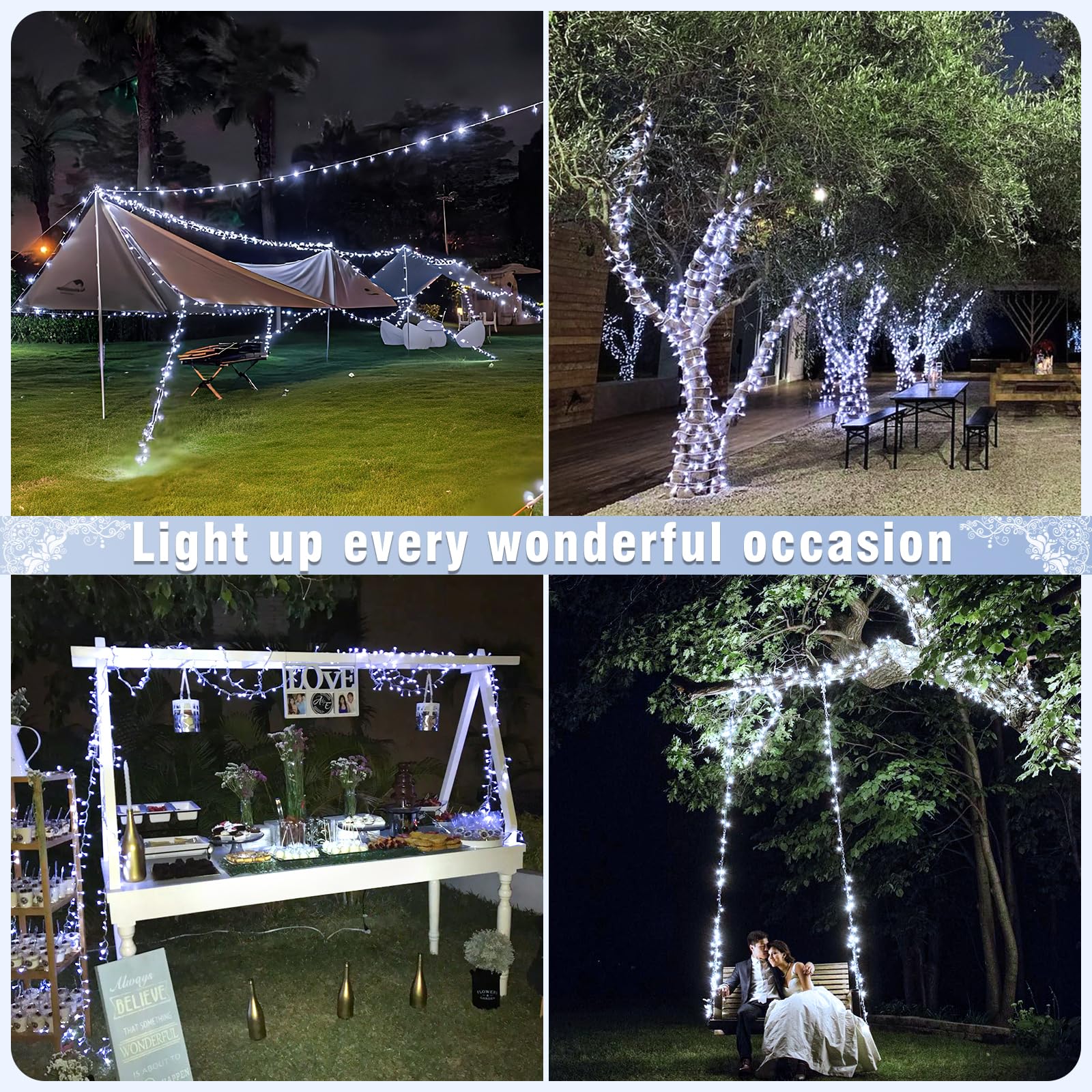 Nielfoi 800 Led Christmas Lights Outdoor Indoor  Christmas String Lights Indoor With 8 Modes Waterproof  Plug In Twinkle Fairy Lights Clear Wire For Xmas Tree  Patio  Wedding  Party Decor  White