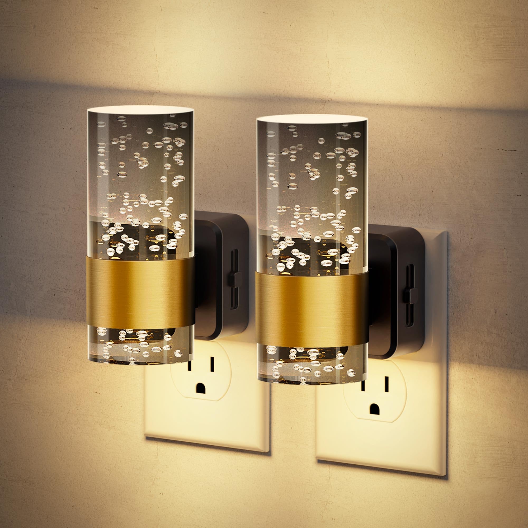 Jandcase Night Lights Plug Into Wall,2 Pack Automatic Led Night Light With 0-100Lm Dimmable, 3000K Plug In Night Lights With Aut