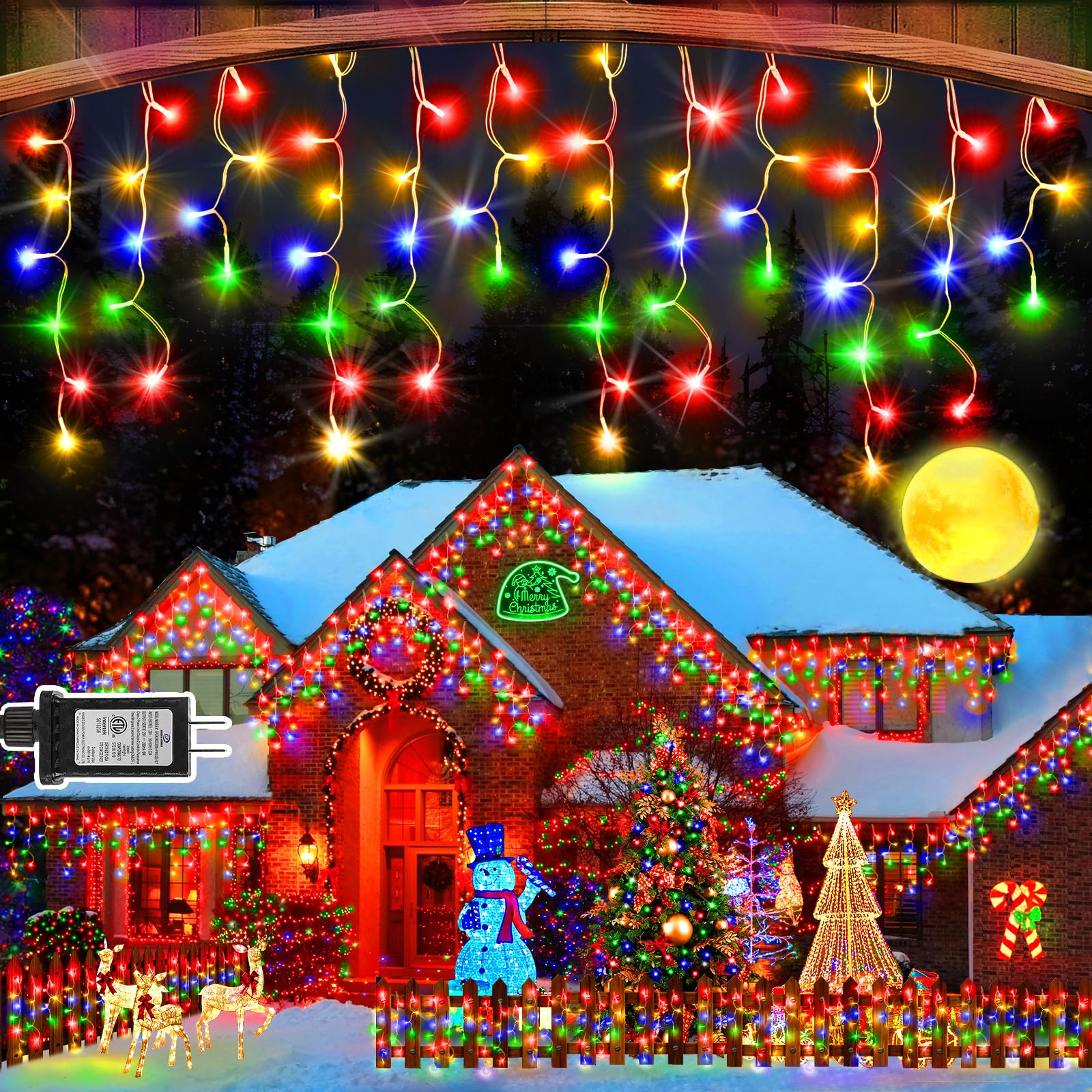 SAUIRS 100FT 960 LED Christmas Lights, Multicolor, Waterproof, 8 Modes, Timer, Indoor/Outdoor Decor, Model Shiyi02-MNO02-Shiyi