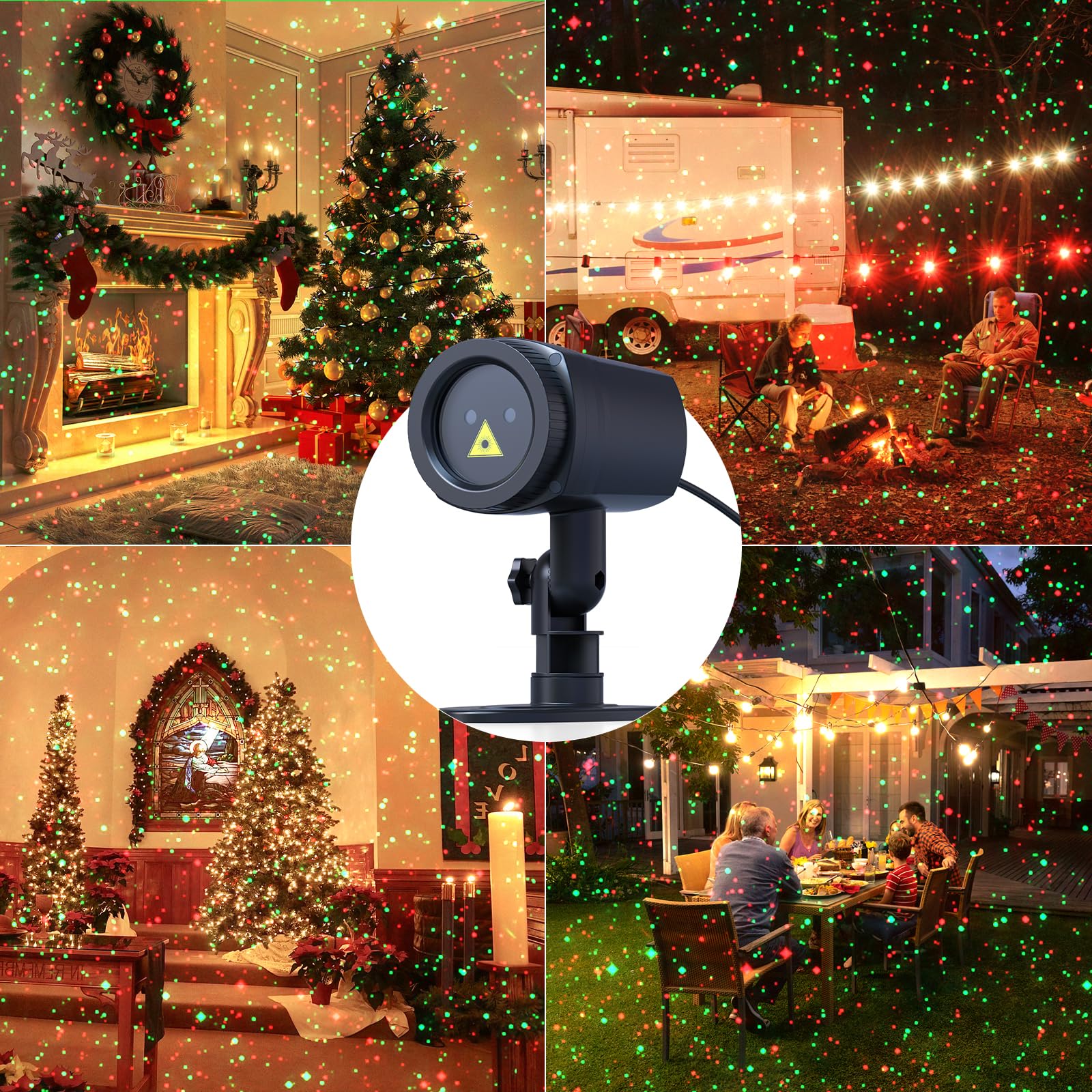 Christmas Projector Lights Outdoor, Firefly Show Christmas Decorations, Red And Green Stars Holiday Projector Lights, Waterproof