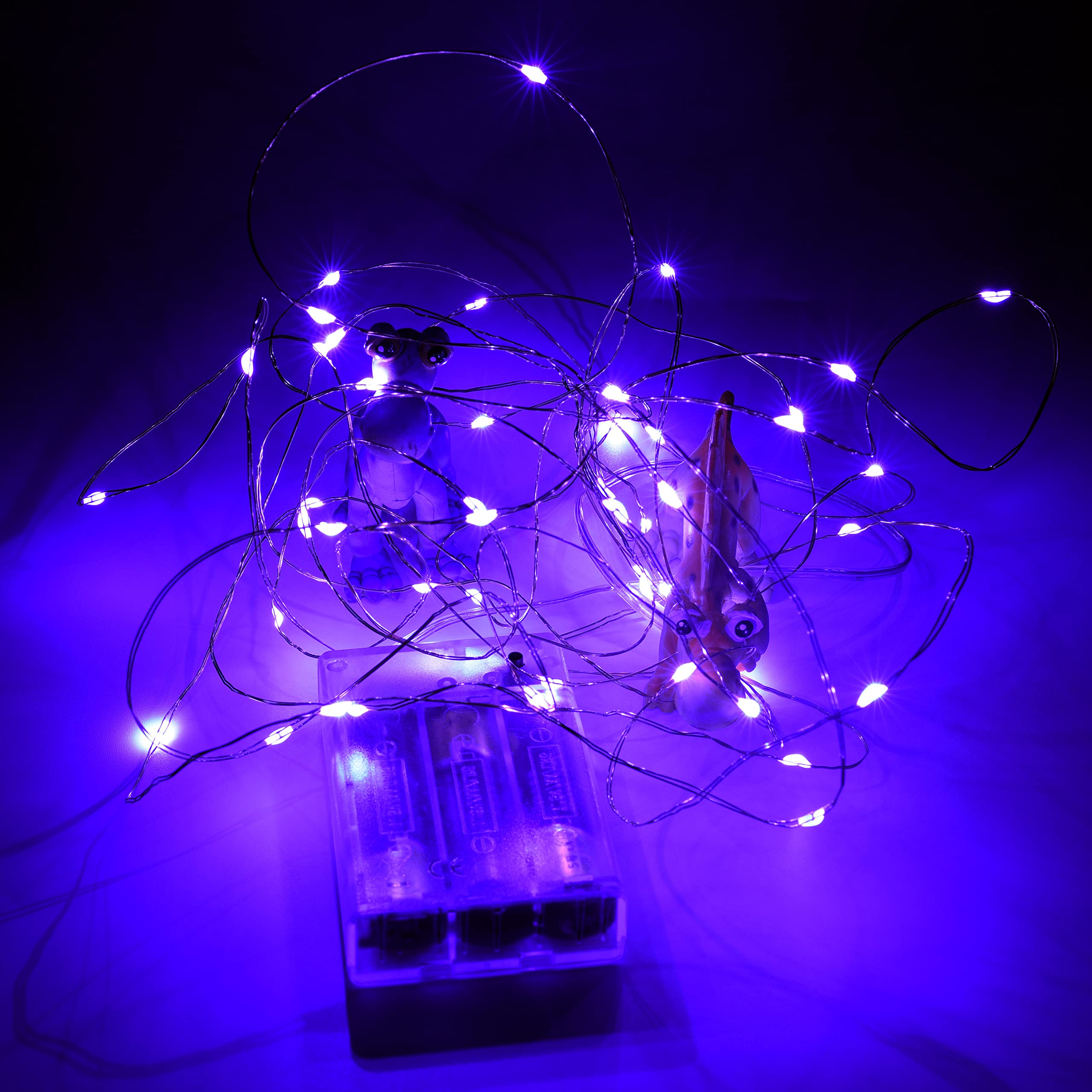 Uhugu Fairy Lights Battery Operated, 16Ft Fairy Lights Battery Operated With 8 Flashing Modes And 8 Hours On 16 Hours Off Timer(Purple,2 Pack)