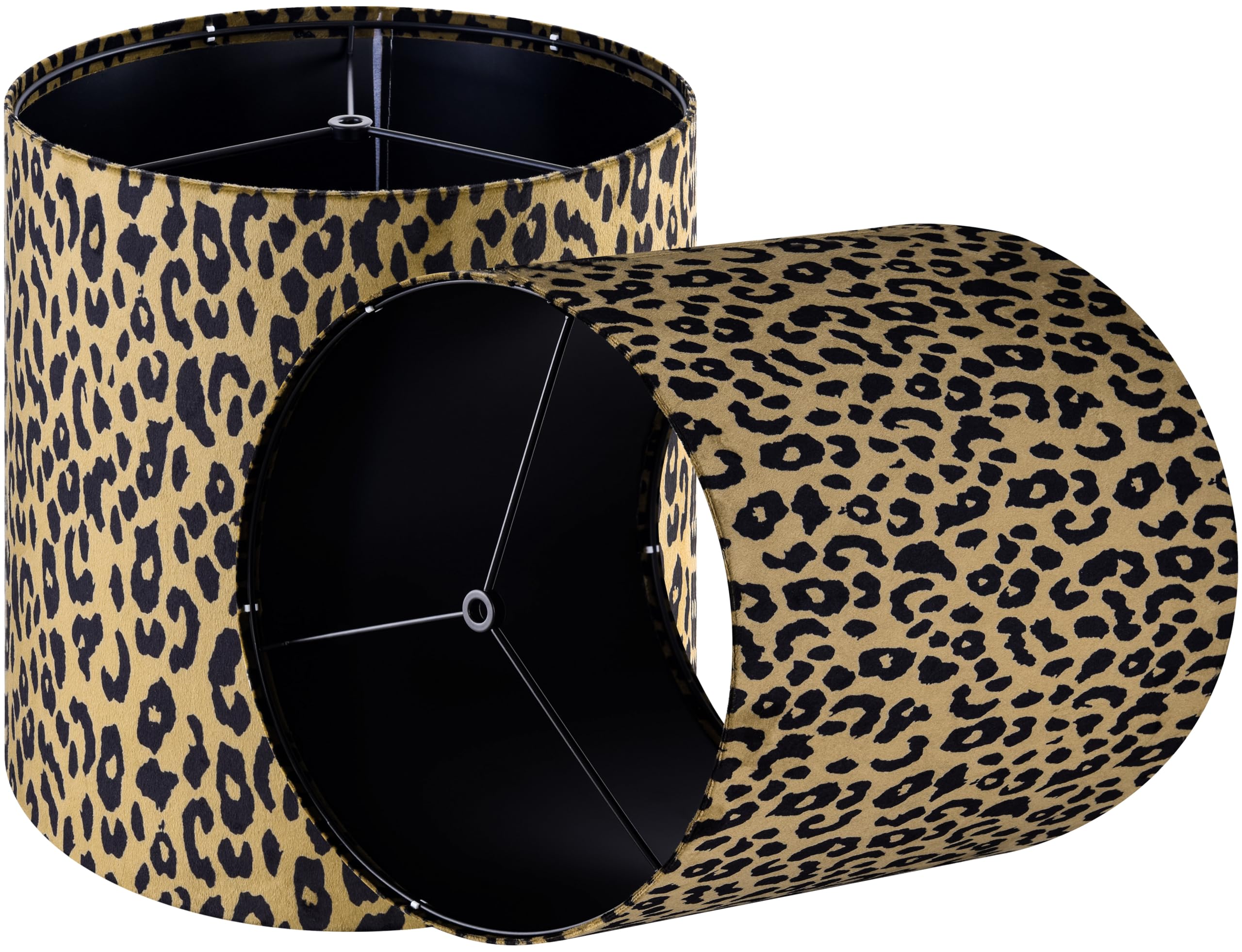 Goso (2Pcs) 9.8 In Small Tall Leopard Velvet Lamp Shades For Table Lamps Wall Lamp Yellow Pattern Fabric Lampshades, 9.8" Top X 9.8" Bottom X 10.8" High (Spider) Vintage Funky Shade Required Assembly