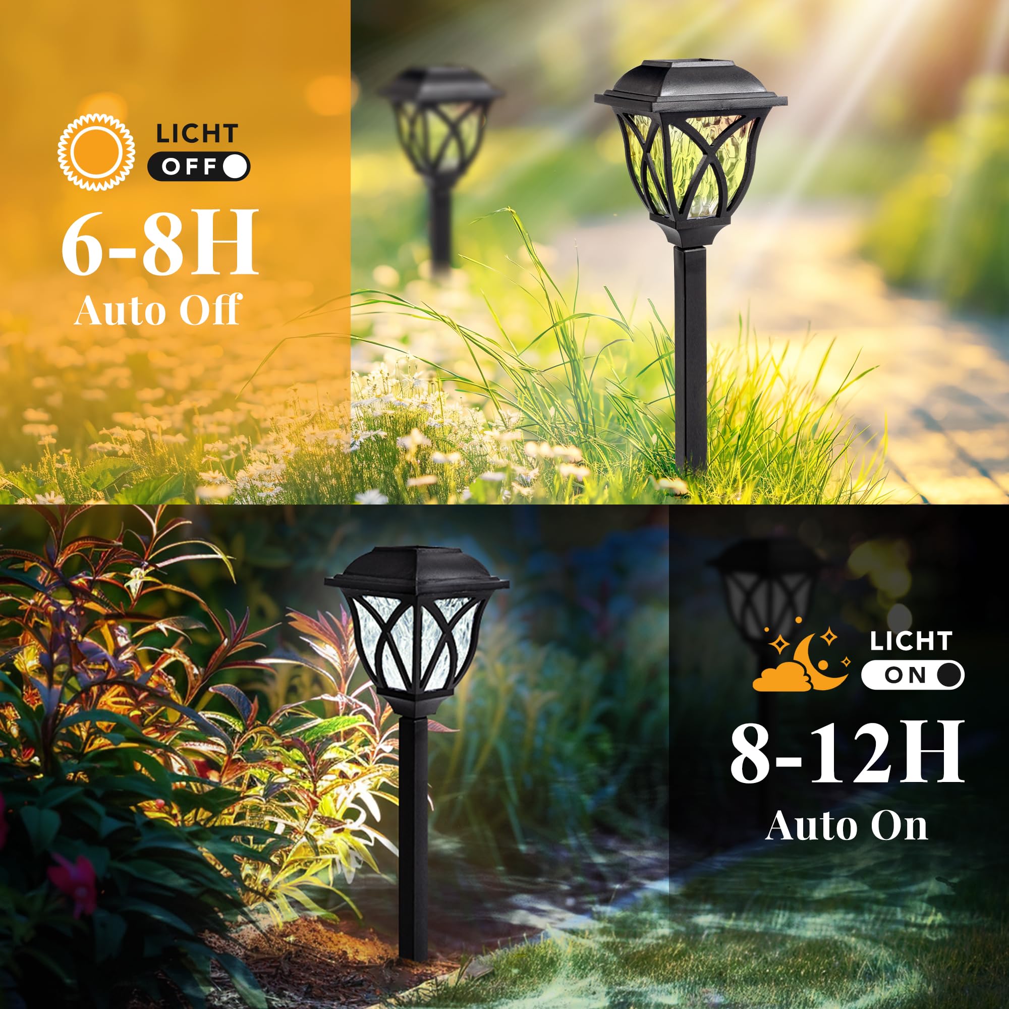 Gigalumi Solar Lights Outdoor Waterproof, 6 Pack Led Solar Garden Lights, Solar Lights For Outside, Garden Decor For Yard, Patio, Landscape, Planter, Walkway (Cold White)