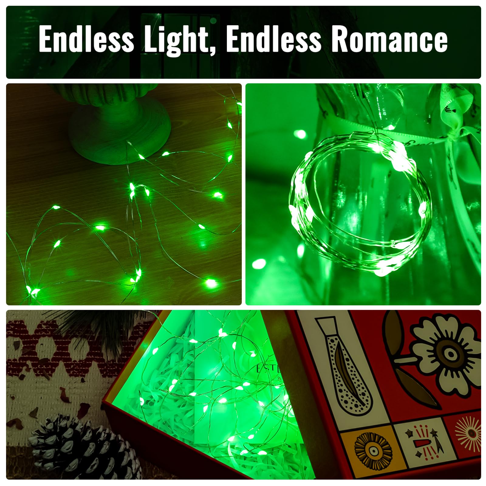 Zsjwl 30 Pack Green Fairy Lights Battery Operated  7Ft 20Led Mini Starry Light Mason Jar Lights For Indoor Outdoor Party Wedding Halloween Thanksgiving