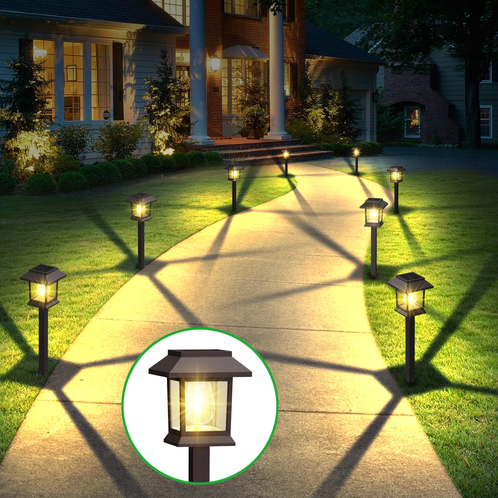 Benany Solar Pathway Lights, 12 Pack Led Waterproof Outdoor Garden Landscape Lighting, Brown