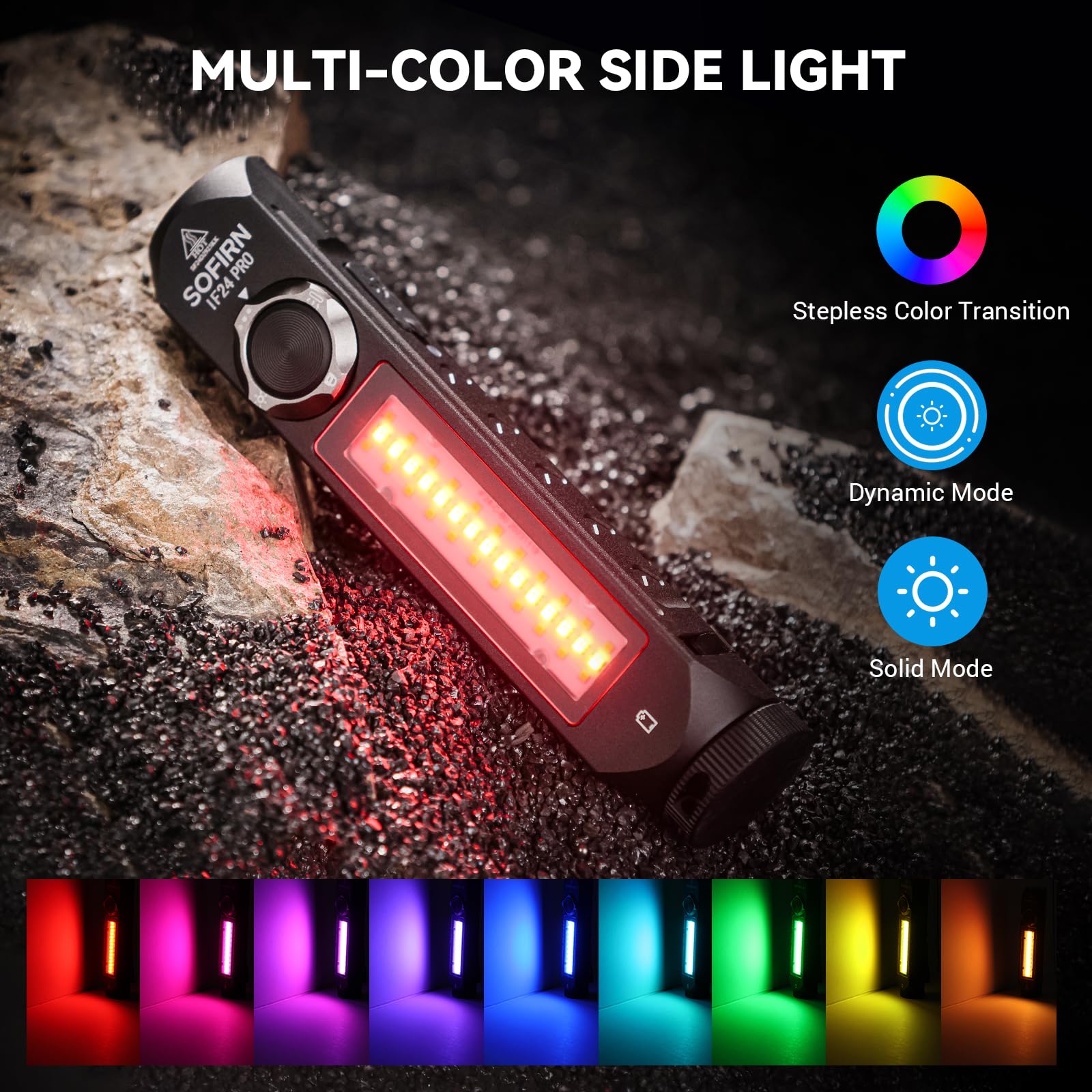 Sofirn If24 Pro 1800Lm Rechargeable Waterproof Flashlight - Magnetic Red Light, Camping Led