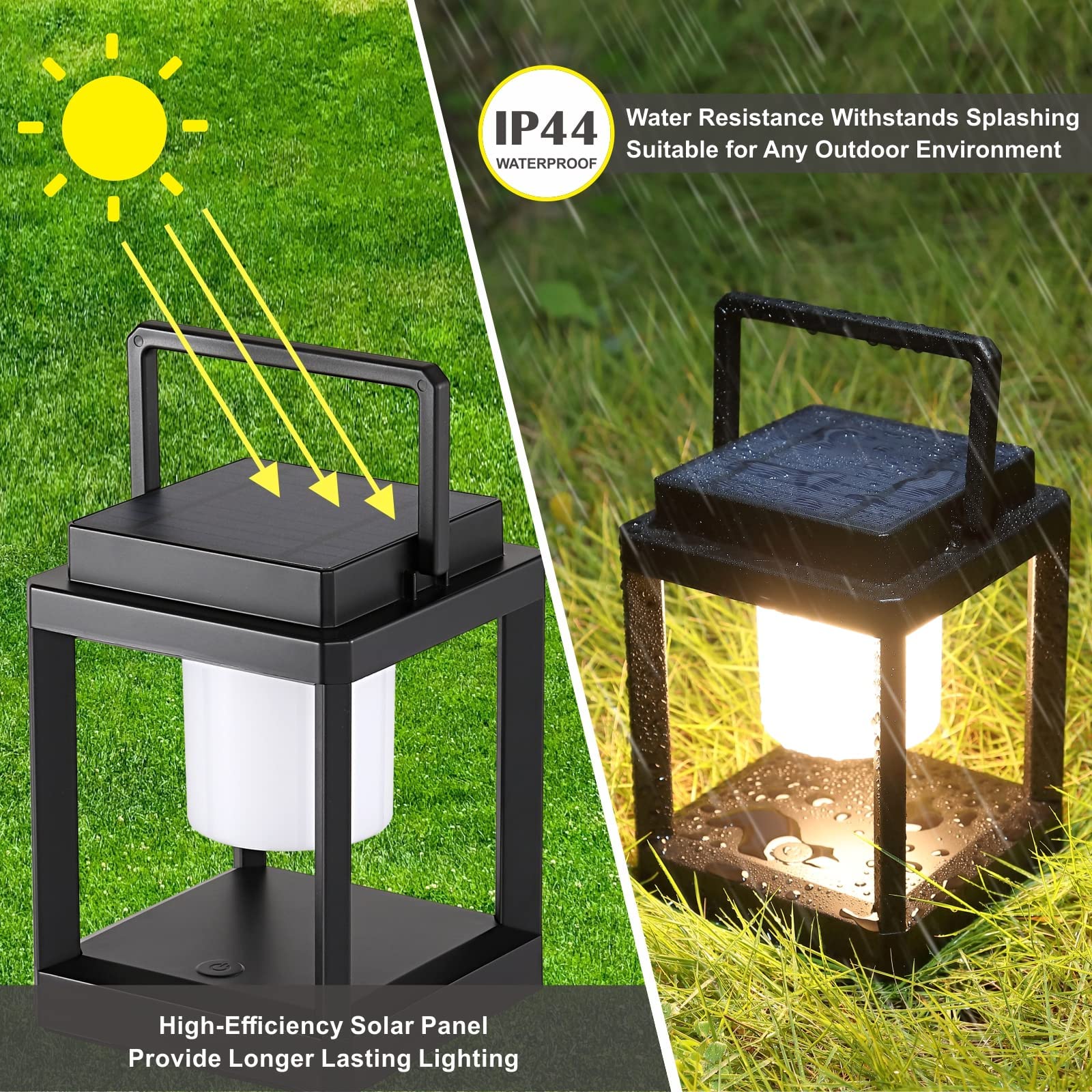 Letry Outdoor Table Lamp, Brightness Led Nightstand Lantern, Portable Rechargeable Solar Lamp Waterproof, Touch Control Outdoor Lamps Cordless Lights Decorative For Patio/Walking/Reading/Camping